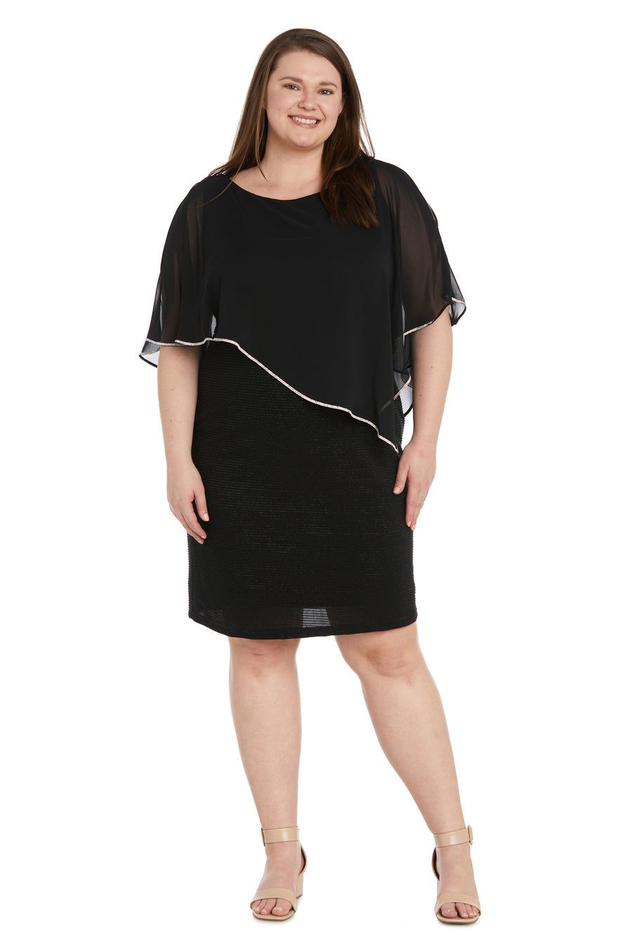 R&M Richards 97446W Short Plus Size Poncho Dress