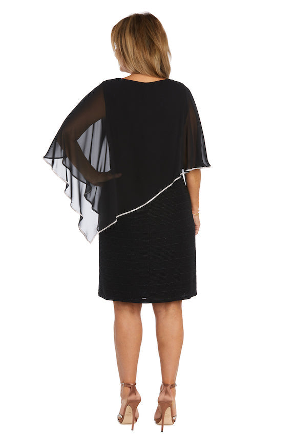 R&M Richards 97446P Short Formal Petite Poncho Dress
