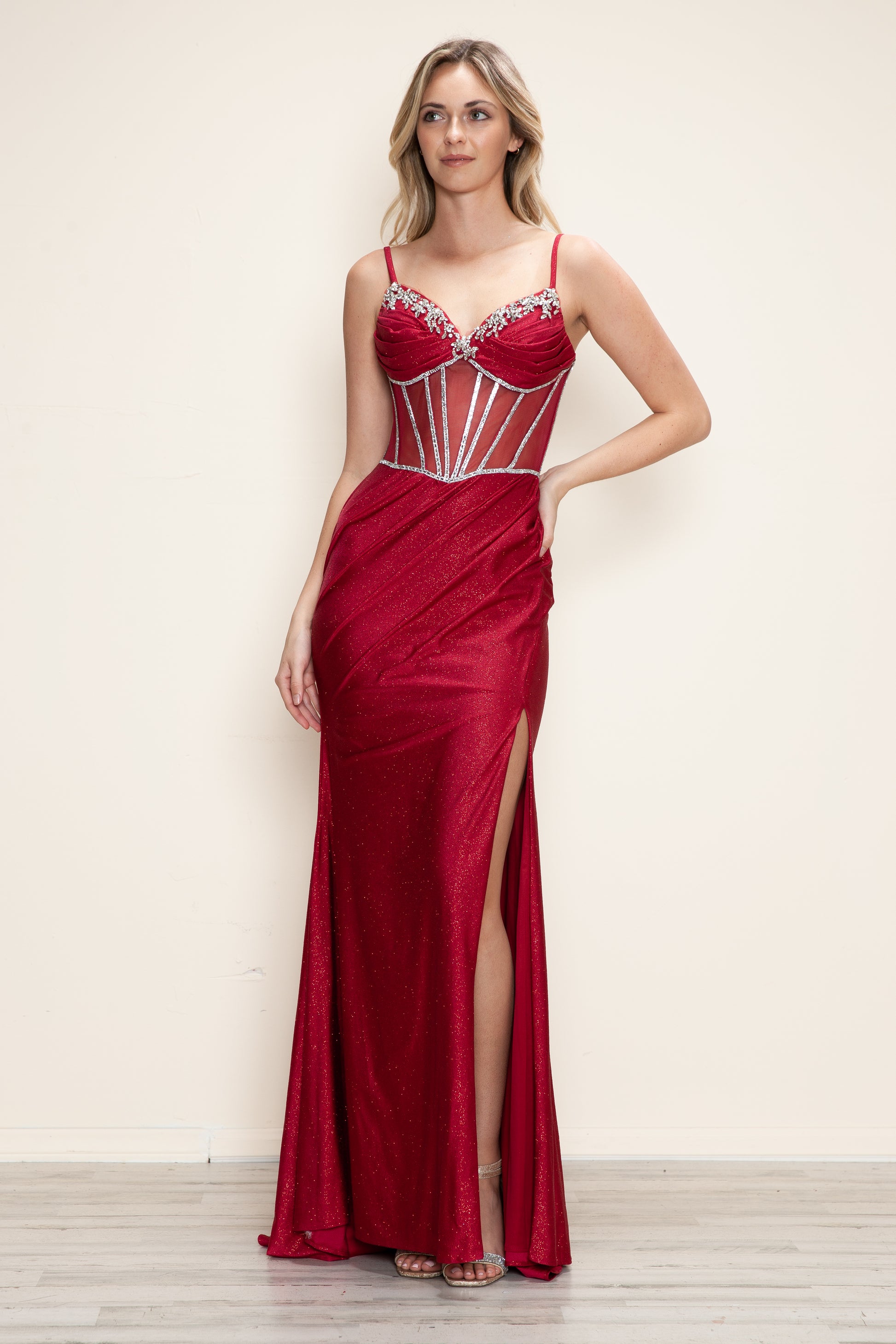 Poly USA 9748 Long Formal Glitter Prom Dress