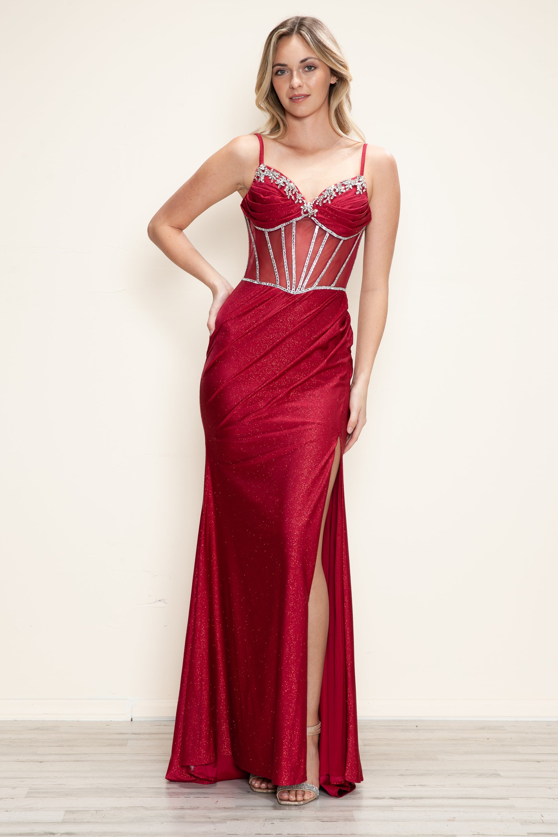 Poly USA 9748 Long Formal Glitter Prom Dress
