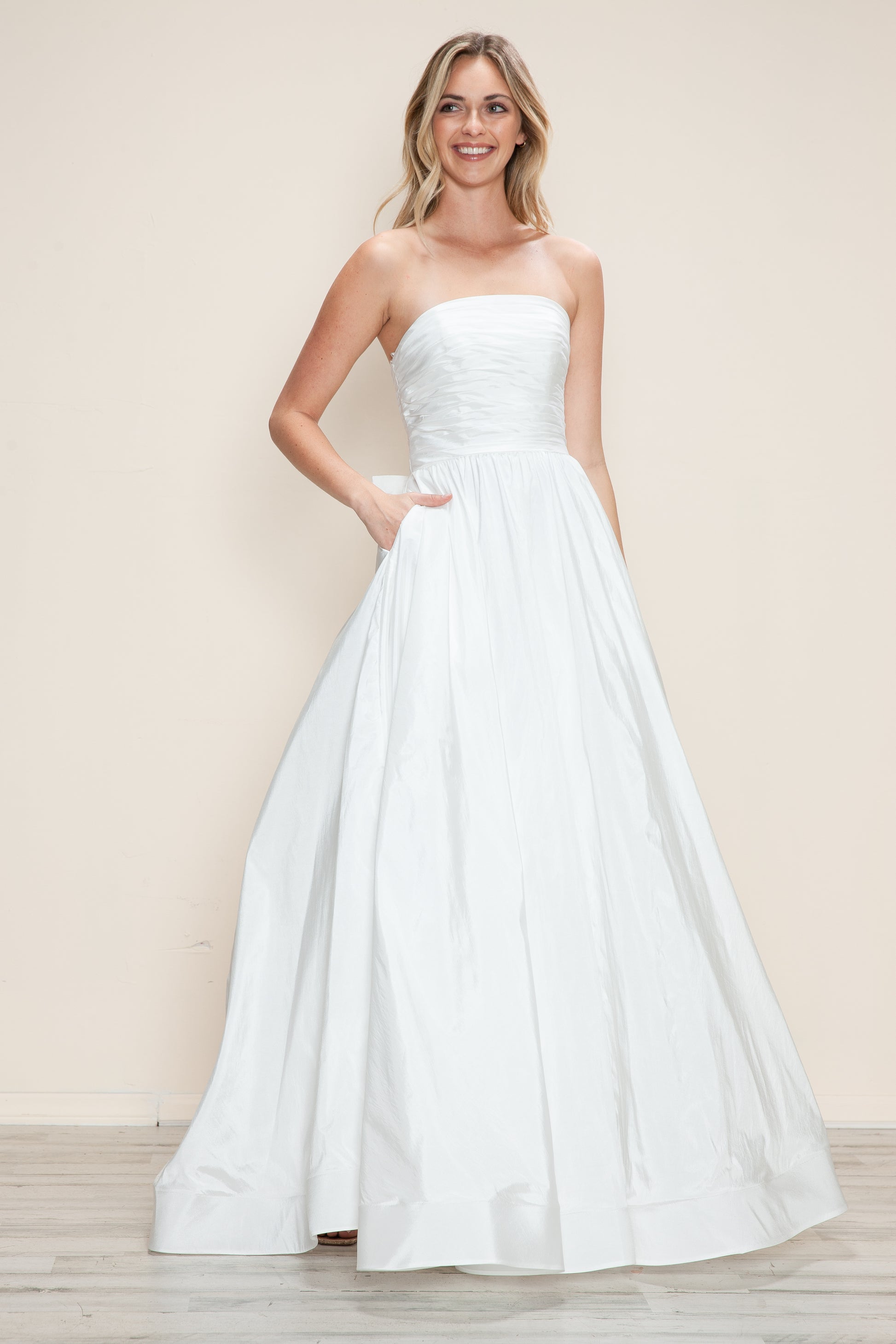 Poly USA 9754 A Line Long Formal Ruched Prom Dress