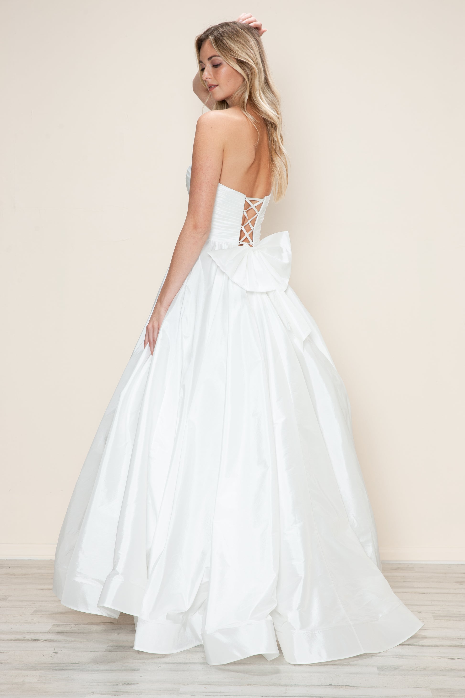Poly USA 9754 A Line Long Formal Ruched Prom Dress