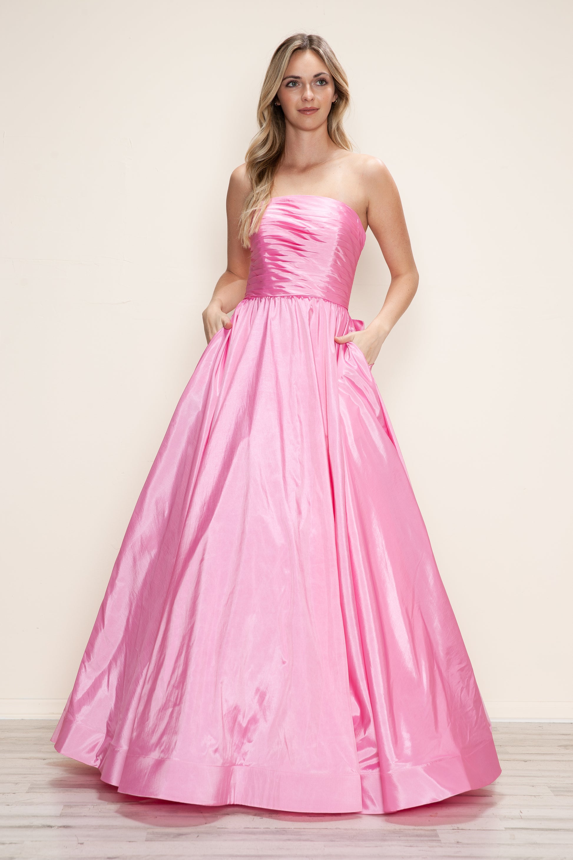 Poly USA 9754 A Line Long Formal Ruched Prom Dress