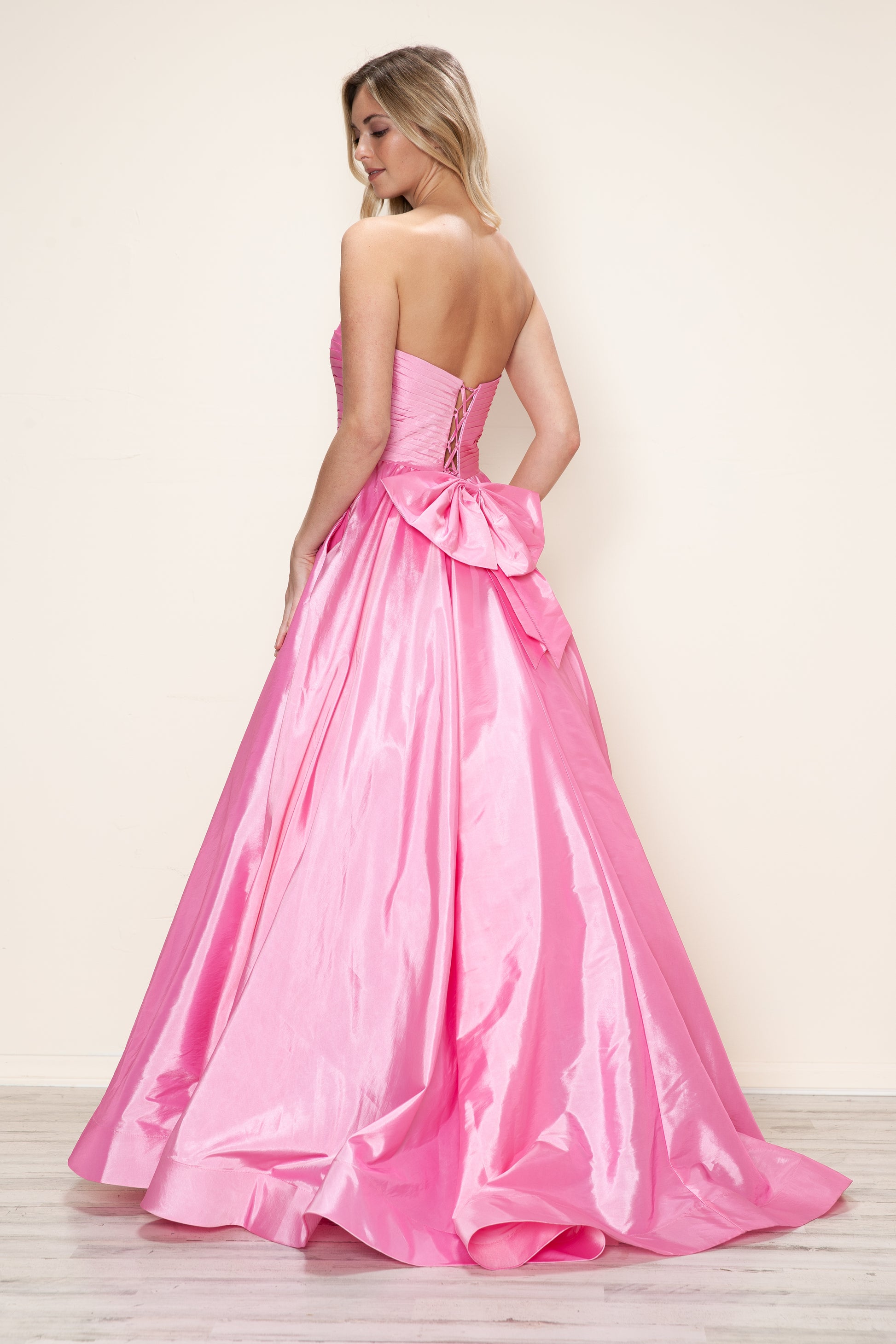 Poly USA 9754 A Line Long Formal Ruched Prom Dress