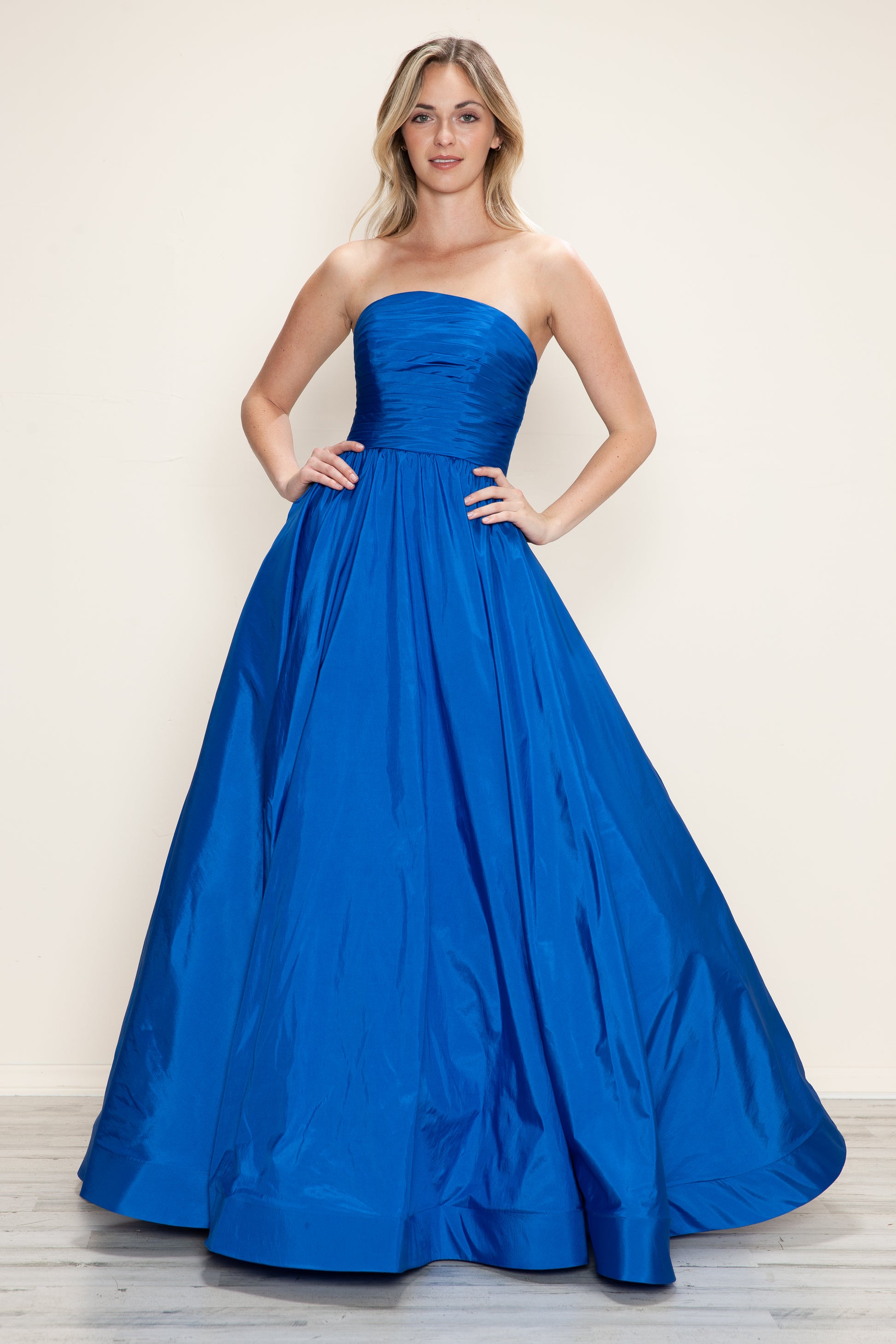 Poly USA 9754 A Line Long Formal Ruched Prom Dress