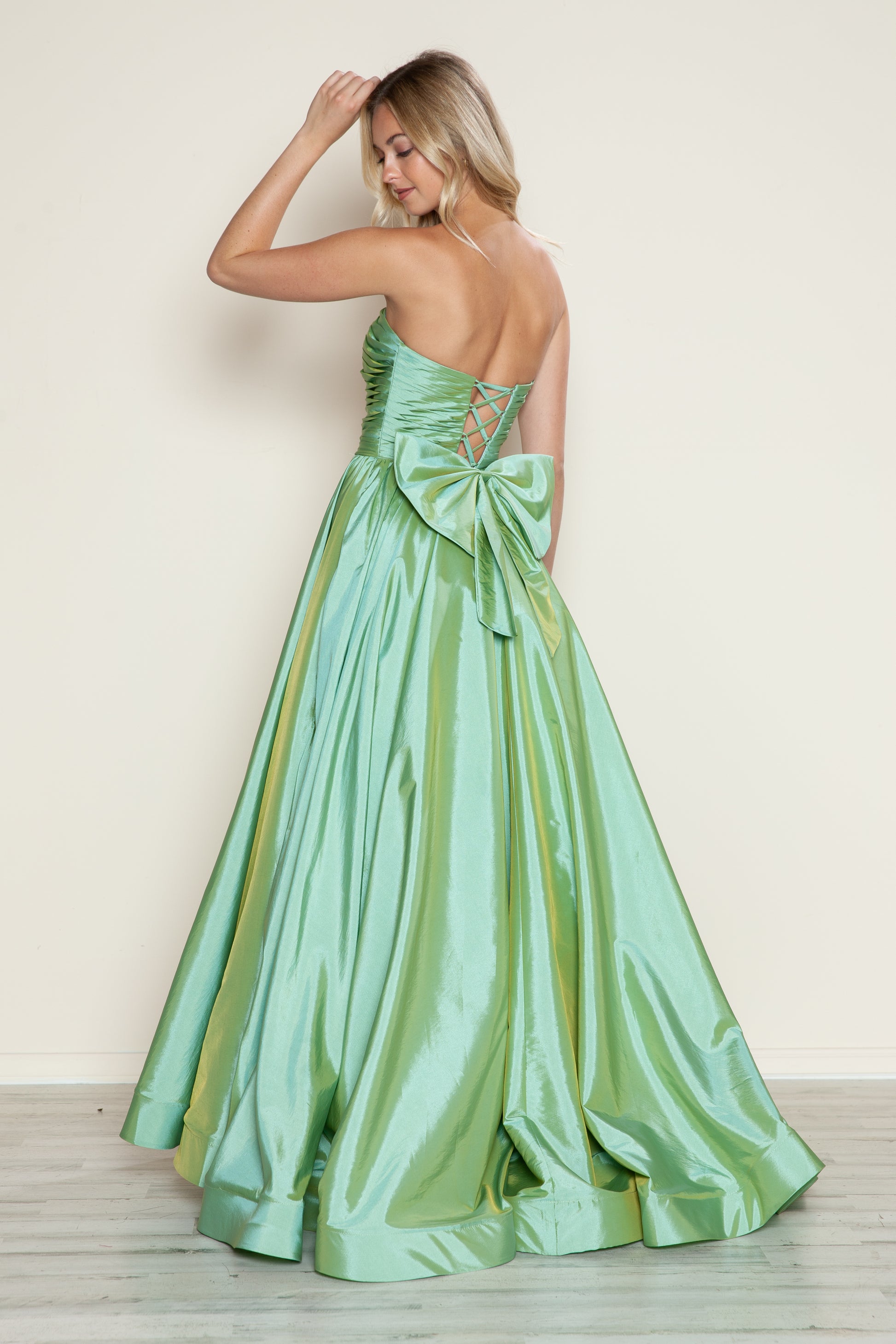 Poly USA 9754 A Line Long Formal Ruched Prom Dress