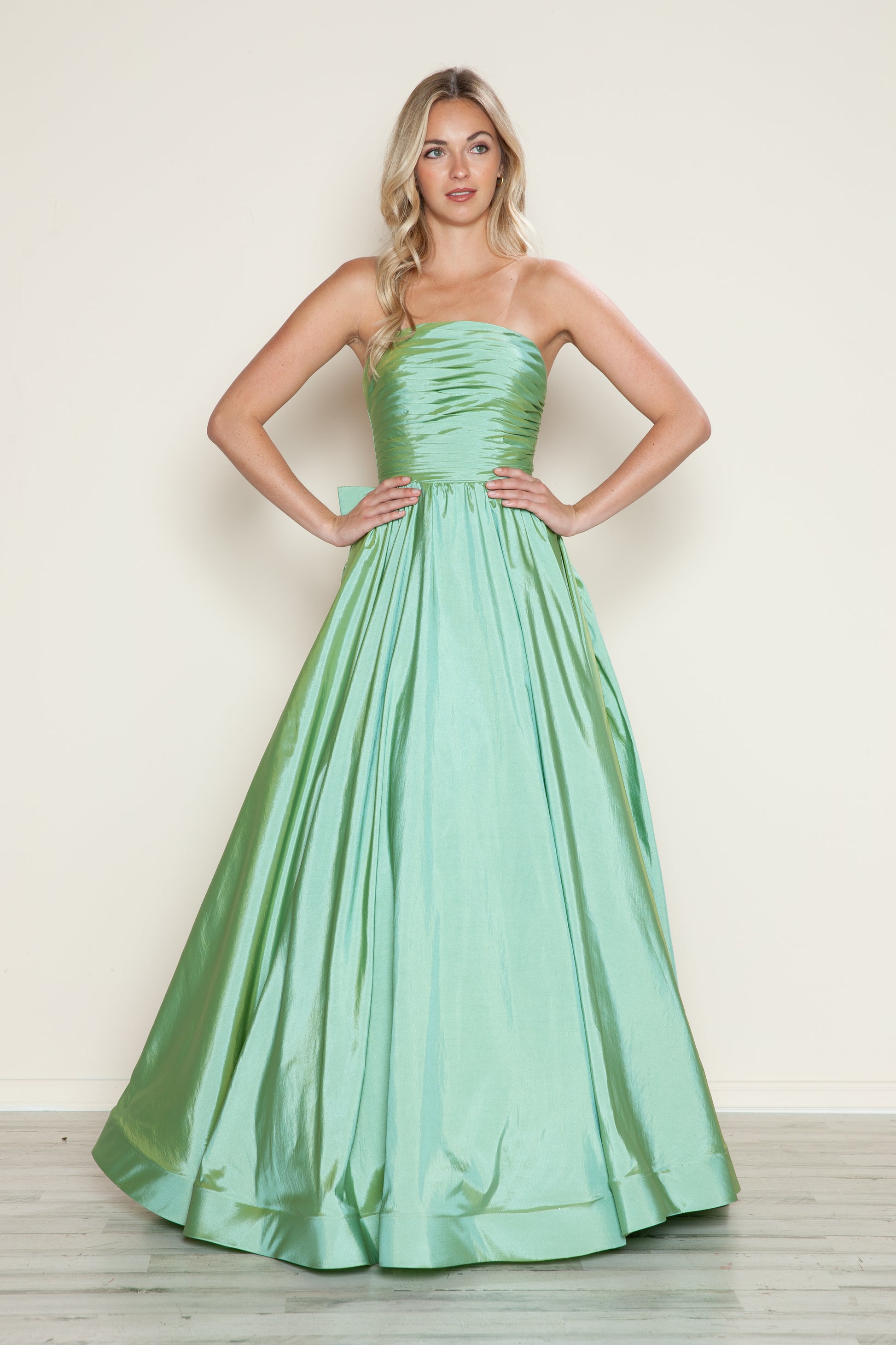Poly USA 9754 A Line Long Formal Ruched Prom Dress