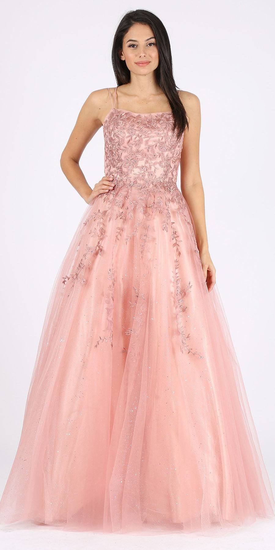 Prom Dresses Long Formal Lace Prom A Line Dress Eureka Fashion 9757 Dusty Rose