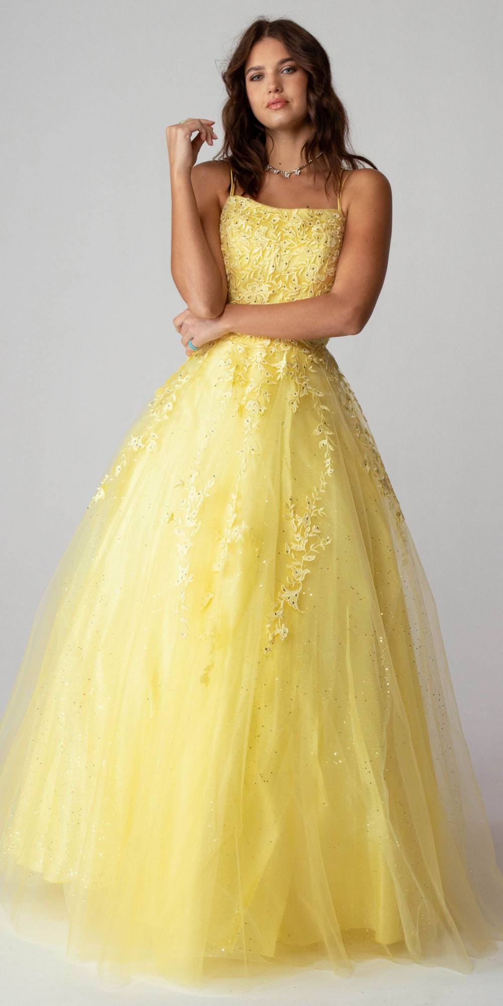 Prom Dresses Long Formal Lace Prom A Line Dress Eureka Fashion 9757 Yellow