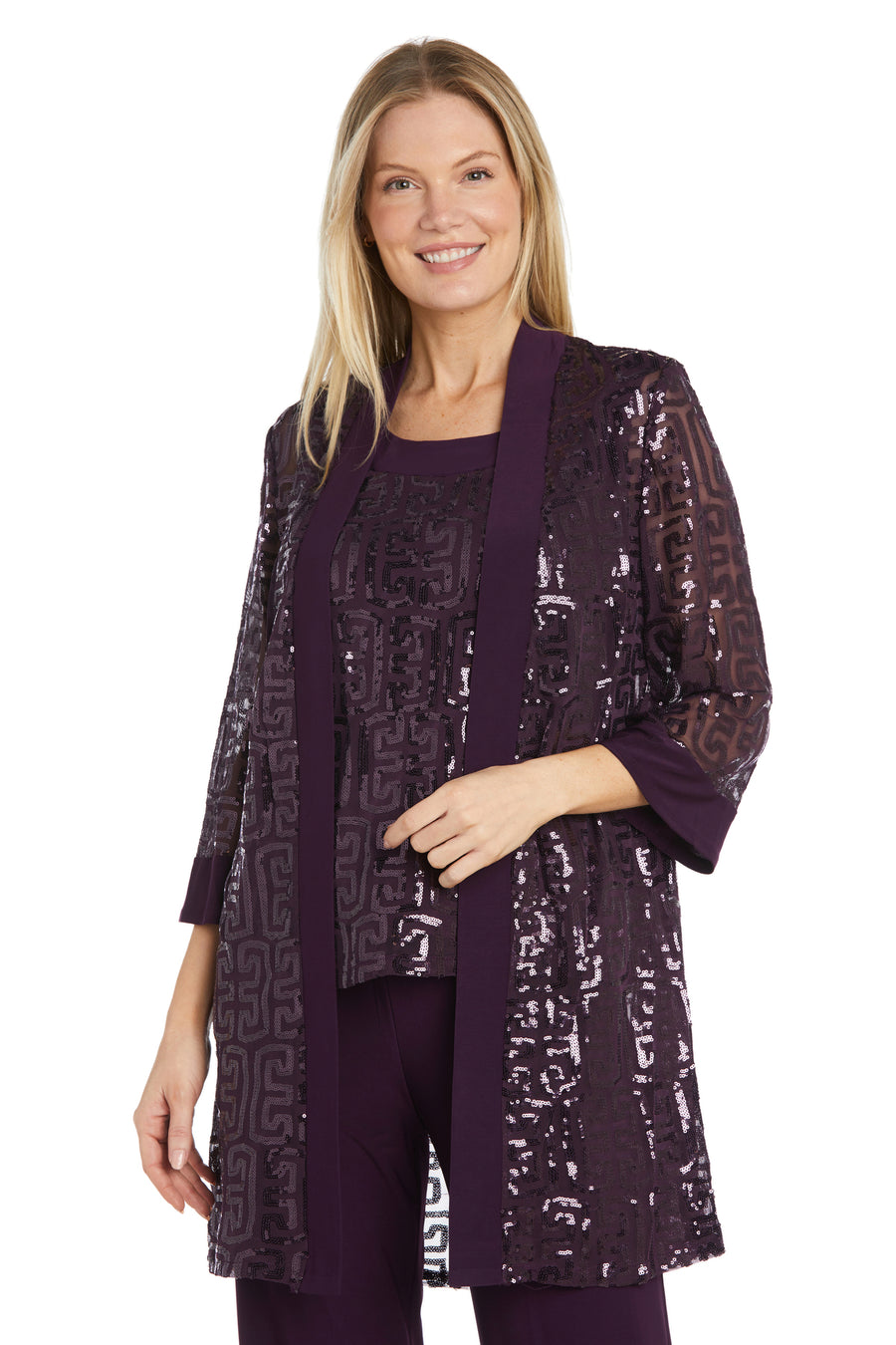 R&M Richards 9761 Long Formal Sequins Pant Set