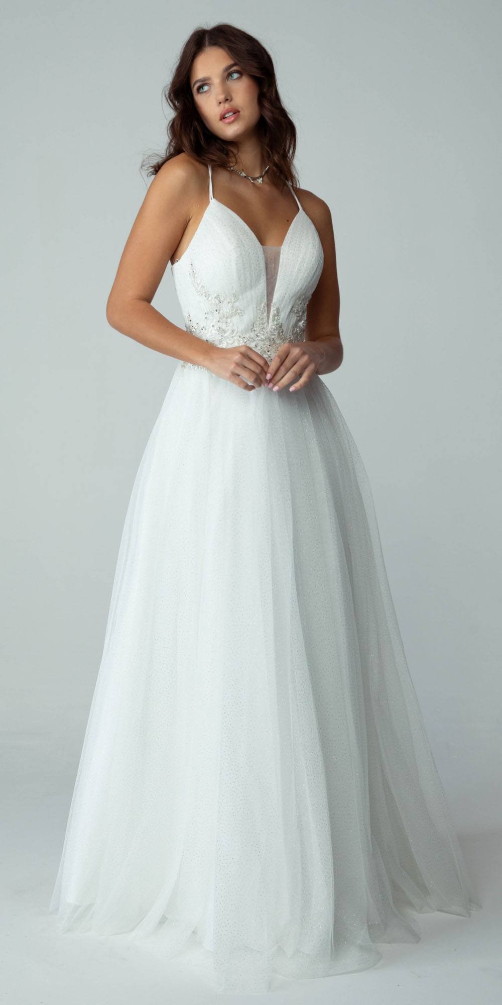 Wedding Dresses Long Glitter Bridal Wedding Dress Eureka Fashion 9797 Off White