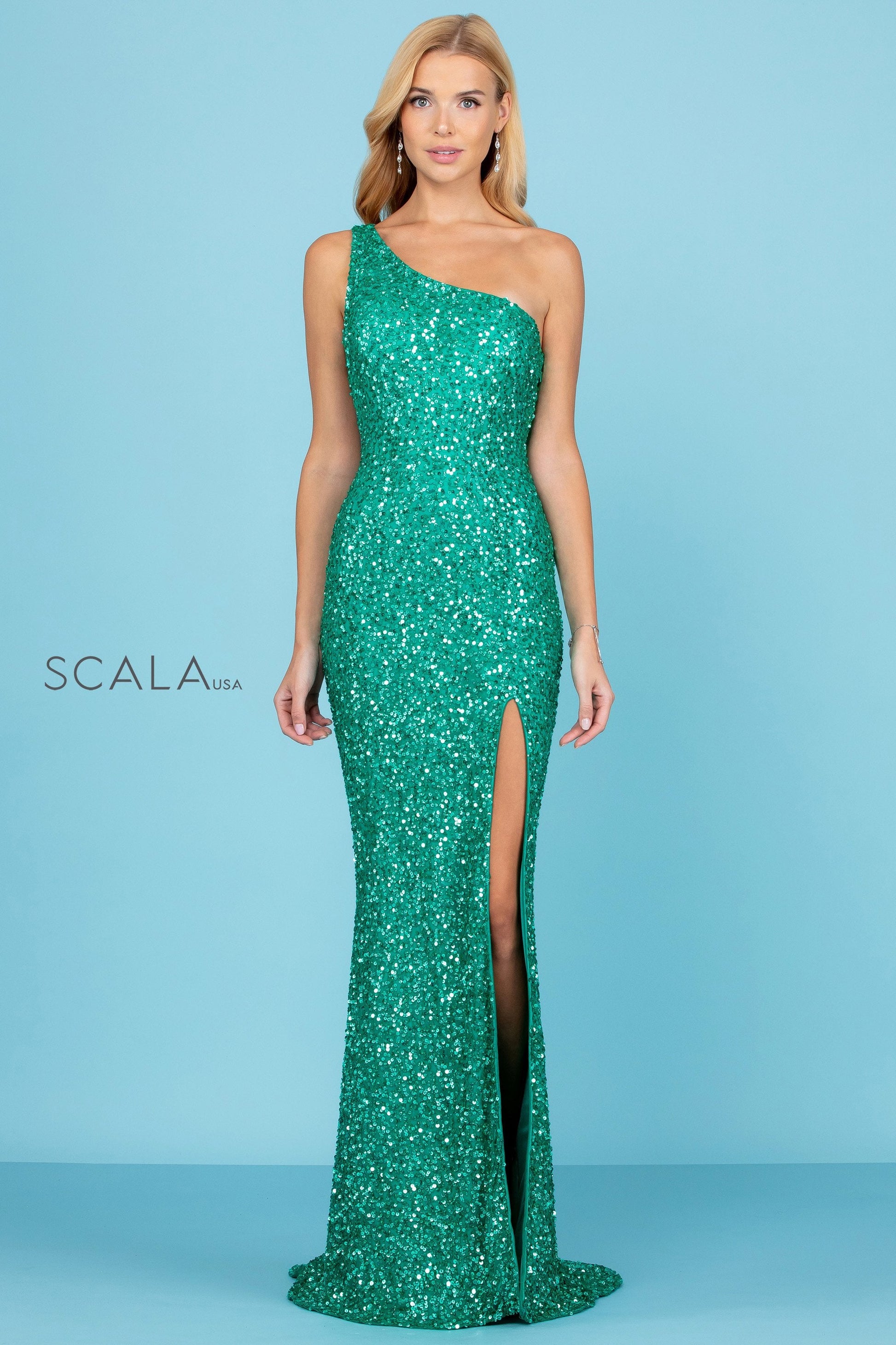 Scala 60290 Prom Fitted Slit Formal Evening Dress