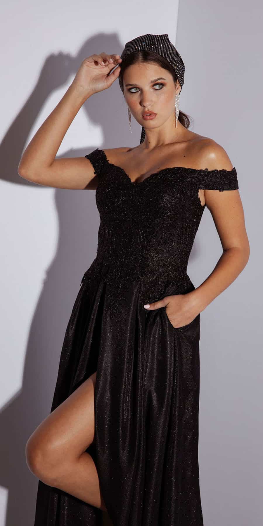 Prom Dresses Formal Long A Line Slit Prom Dress Eureka Fashion 9806 Black
