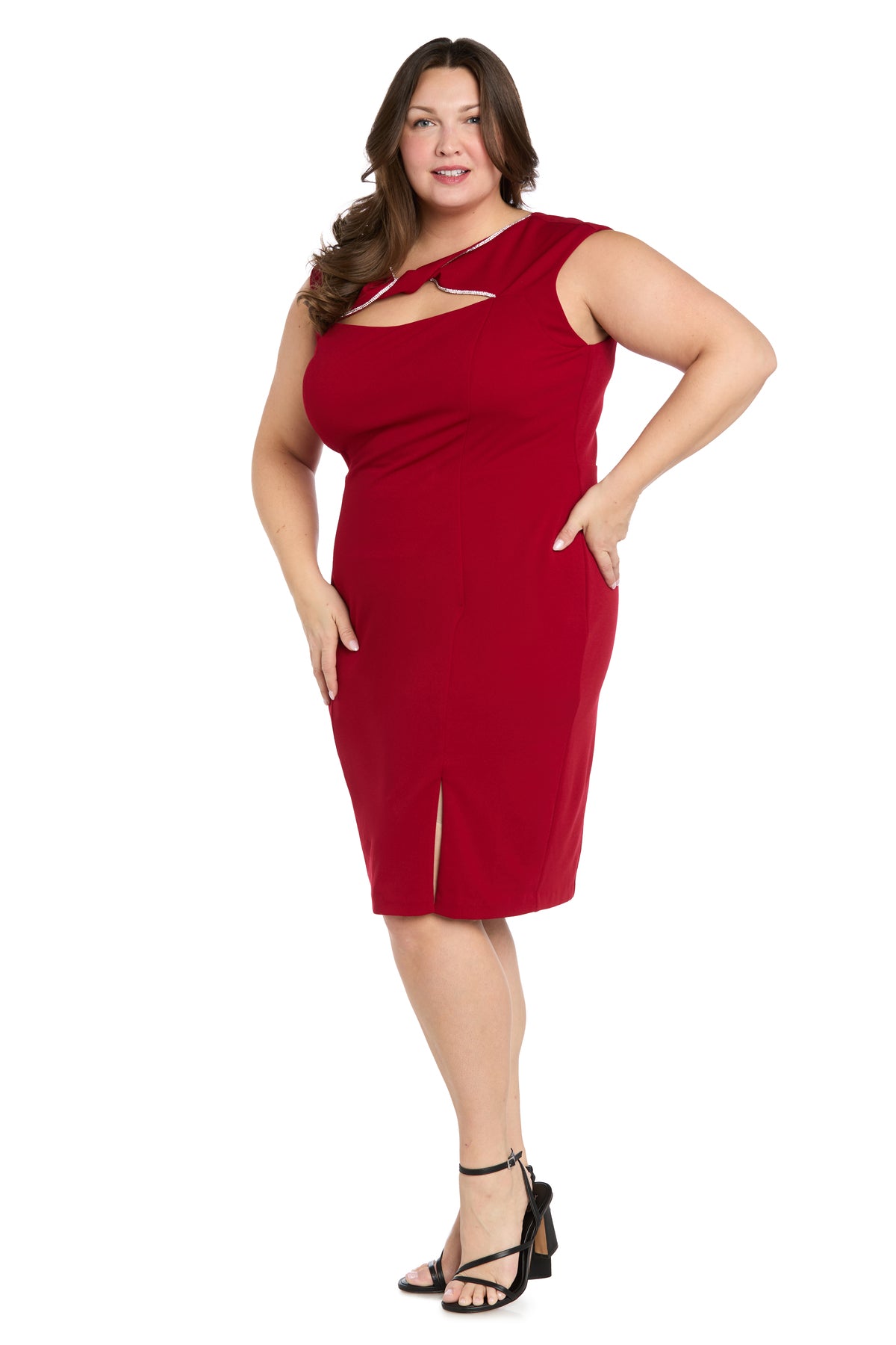 Plus Size Dresses Fitted Short Cocktail Plus Size Dress R&M Richards 9831W Red