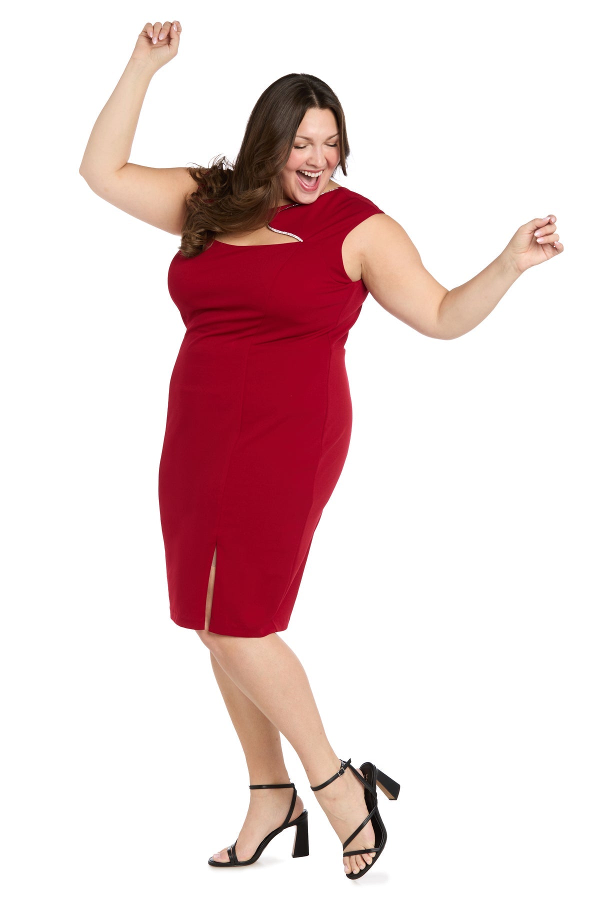 Plus Size Dresses Fitted Short Cocktail Plus Size Dress R&M Richards 9831W Red