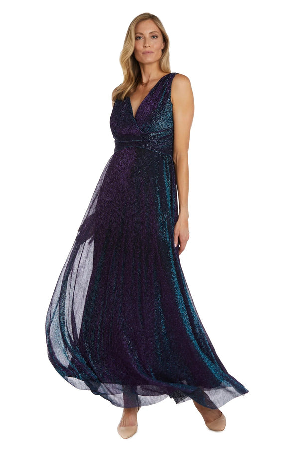 Long Metallic Dress Formal R&M Richards 9836