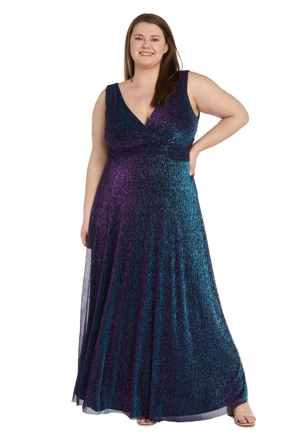 Plus Size Long Dress Formal Metallic R&M Richards 9836W