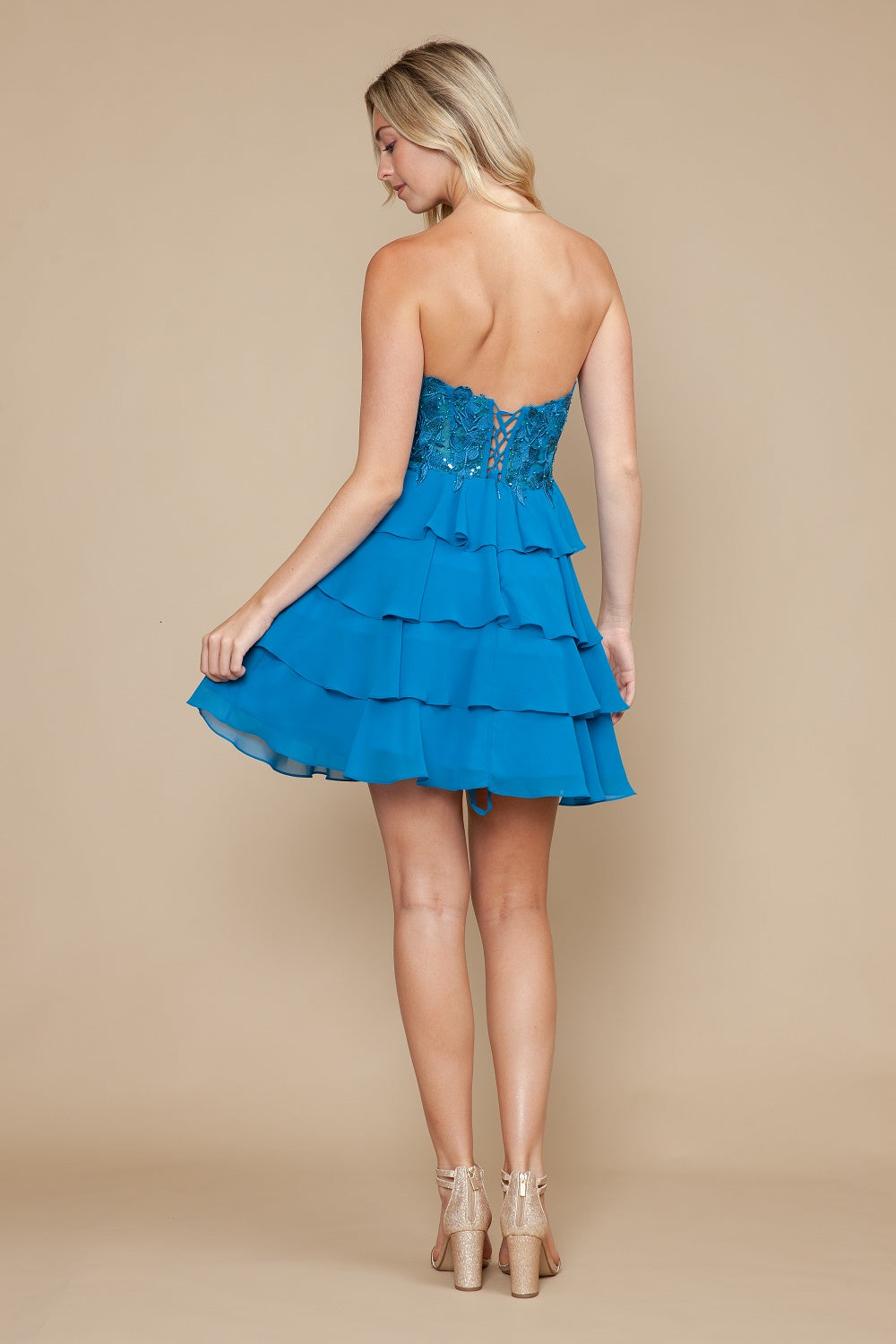 Cocktail Dresses Short Lace Appliue Corset Cocktail Dress Teal