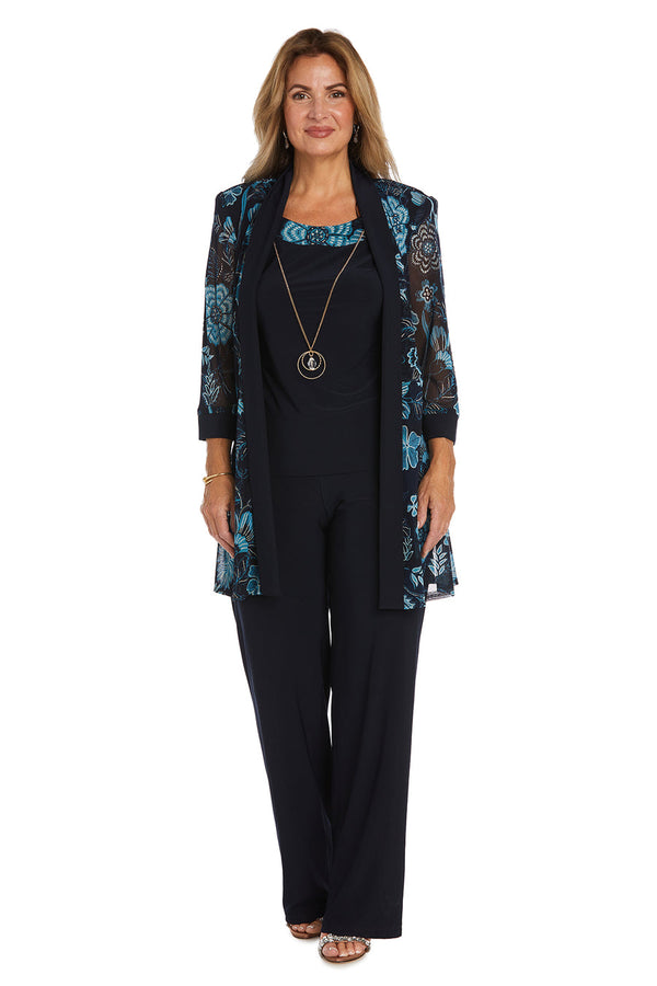 Two Piece Print Pant Set Formal R&M Richards 9842