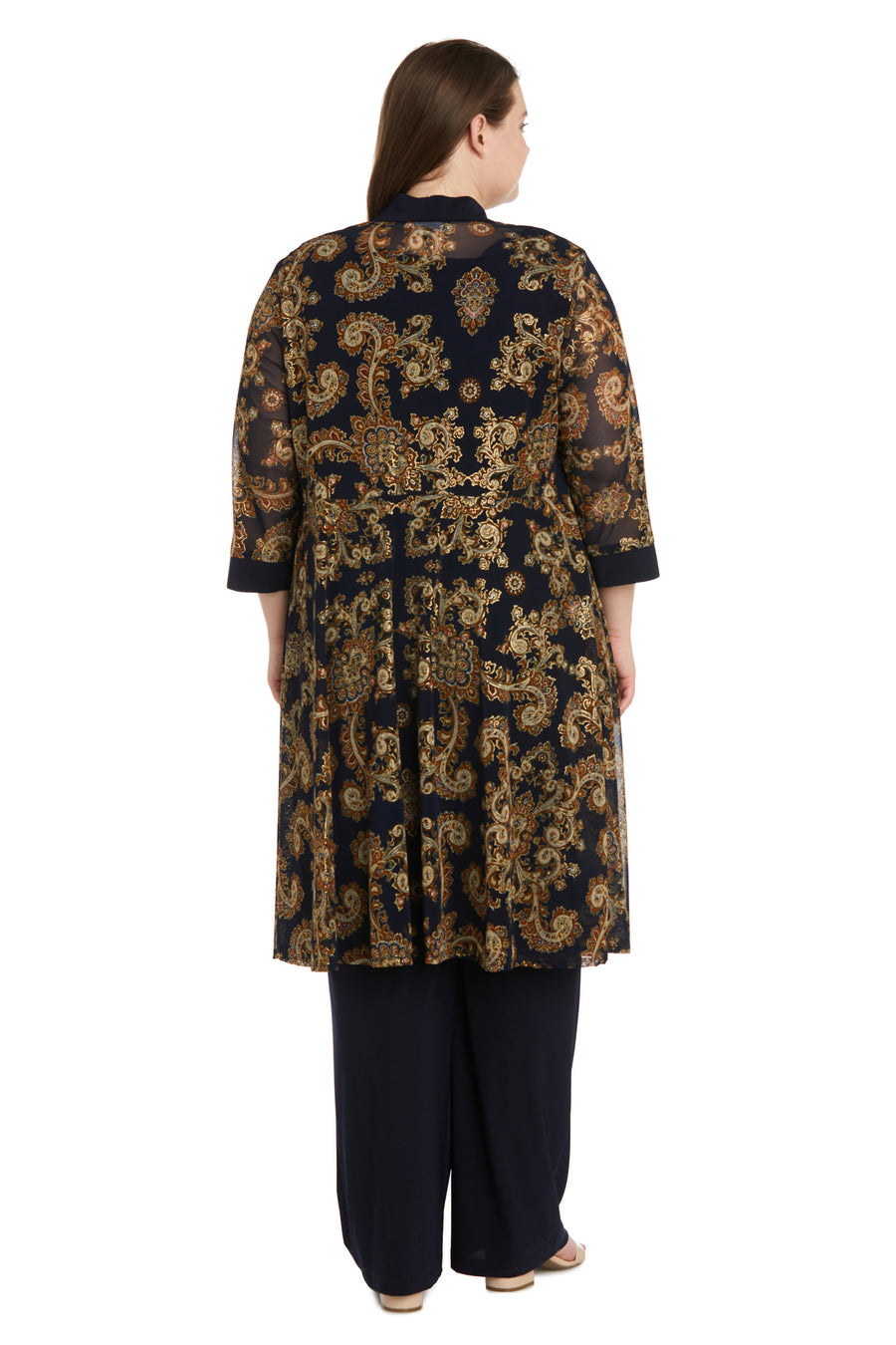 R&M Richards 9844W Plus Size Formal Print Pant Set