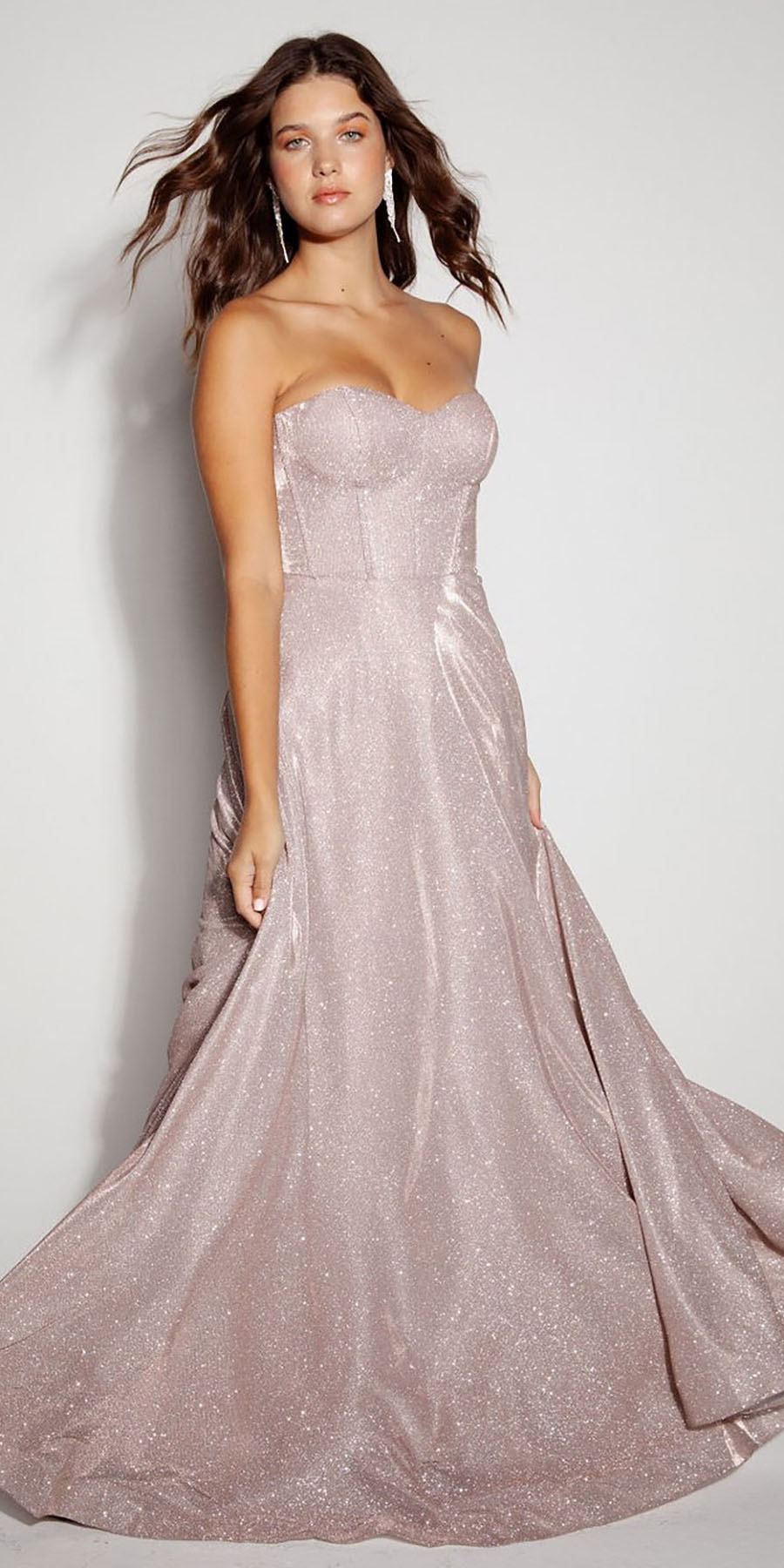 Prom Dresses Formal Glitter A Line Long Prom Dress Eureka Fashion 9878 Rose Gold