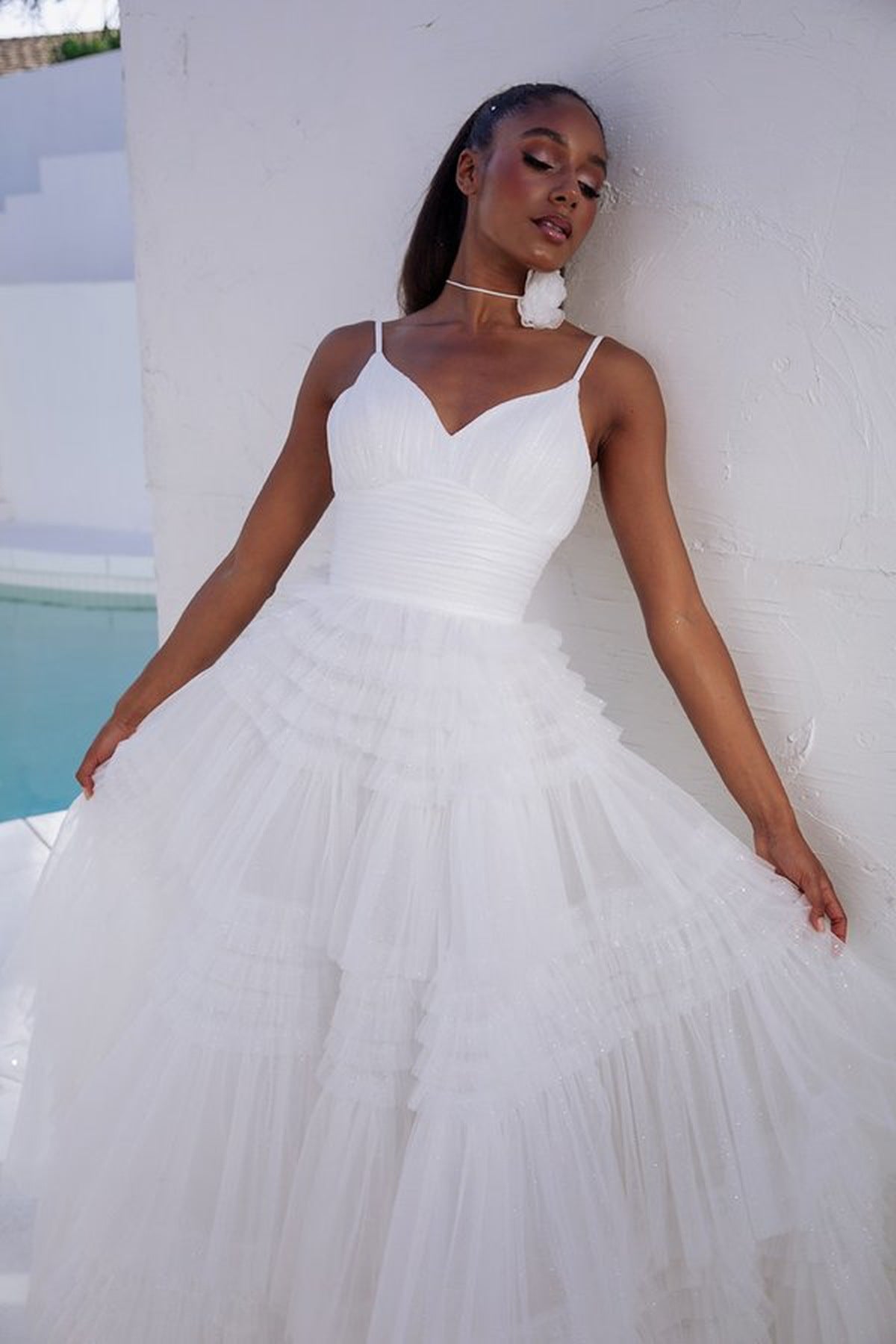 Wedding Dresses Bridal Ruffle A Line Long Wedding Dress Eureka Fashion 9888 Off White