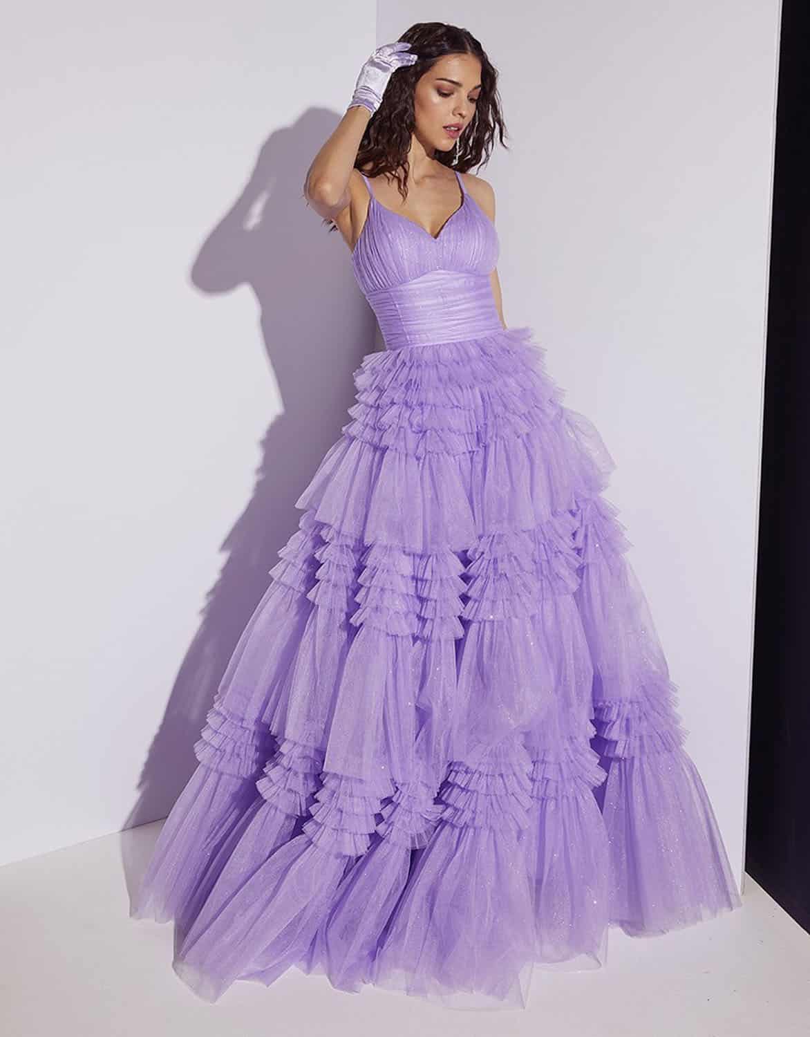 Prom Dresses Formal Ruffle A Line Long Prom Dress Eureka Fashion 9888 Lilac