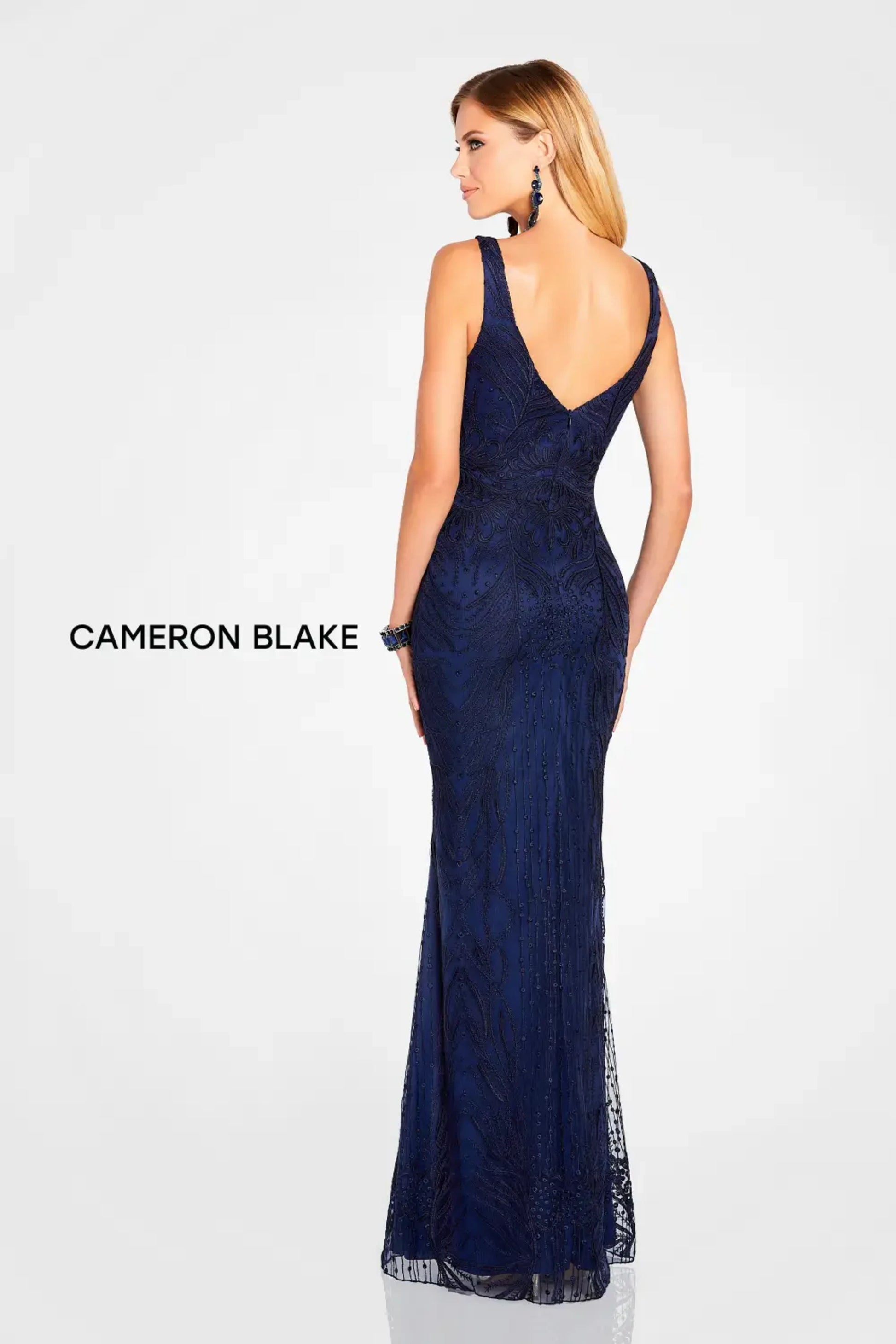 Cameron Blake 119644 Fitted Long Formal Mother of the Bride Lace Dress