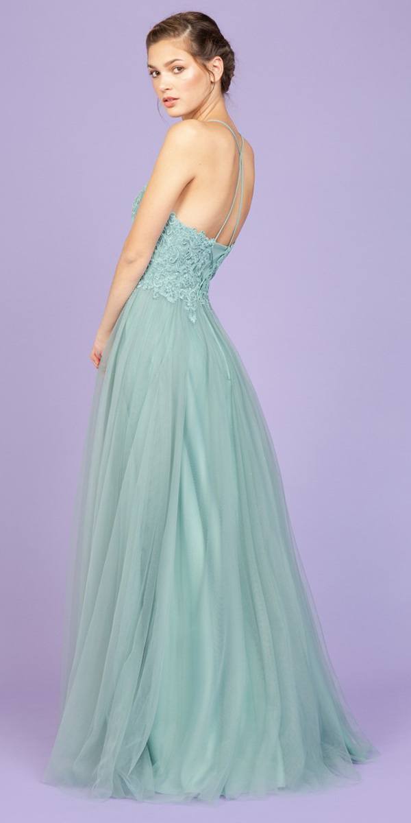Prom Dresses Long Formal A Line Lace Applique Prom Dress Eureka Fashion 9902 Sage