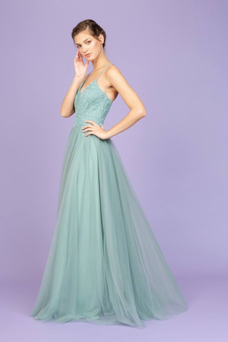 Prom Dresses Long Formal A Line Lace Applique Prom Dress Eureka Fashion 9902 Sage