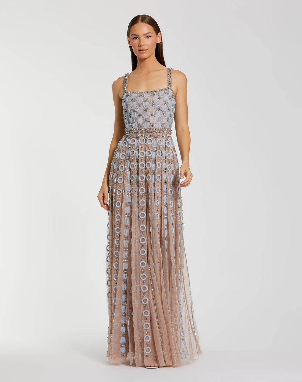 Square Neckline Floor-Length Tulle Formal A-Line Mac Duggal 9910106P