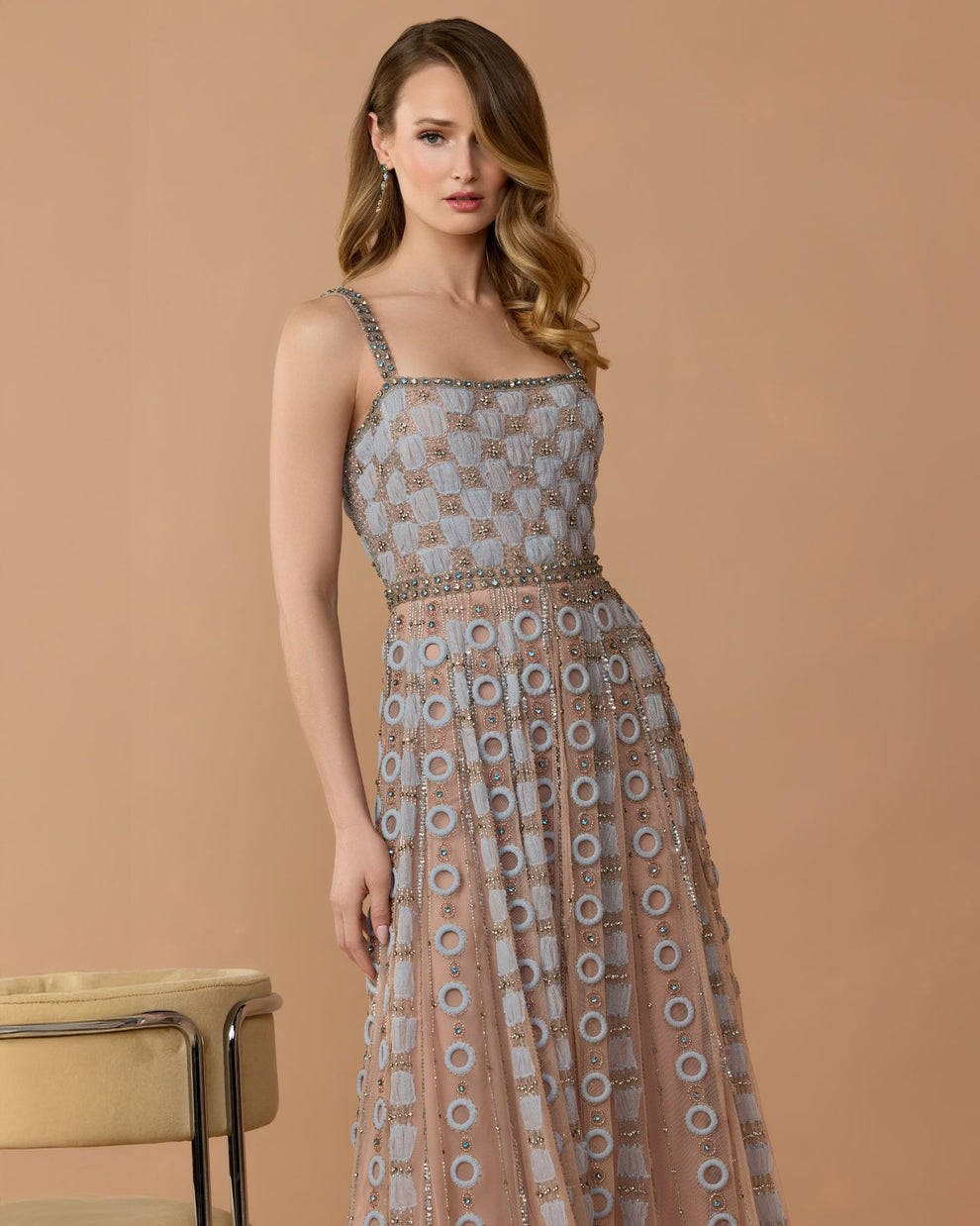 Square Neckline Floor-Length Tulle Formal A-Line Mac Duggal 9910106P