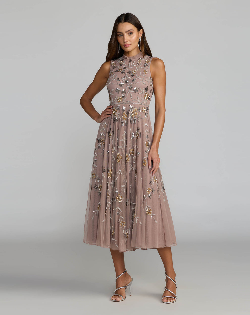 Crew/High-Neck Midi Tulle Evening A-Line Mac Duggal 9910815P