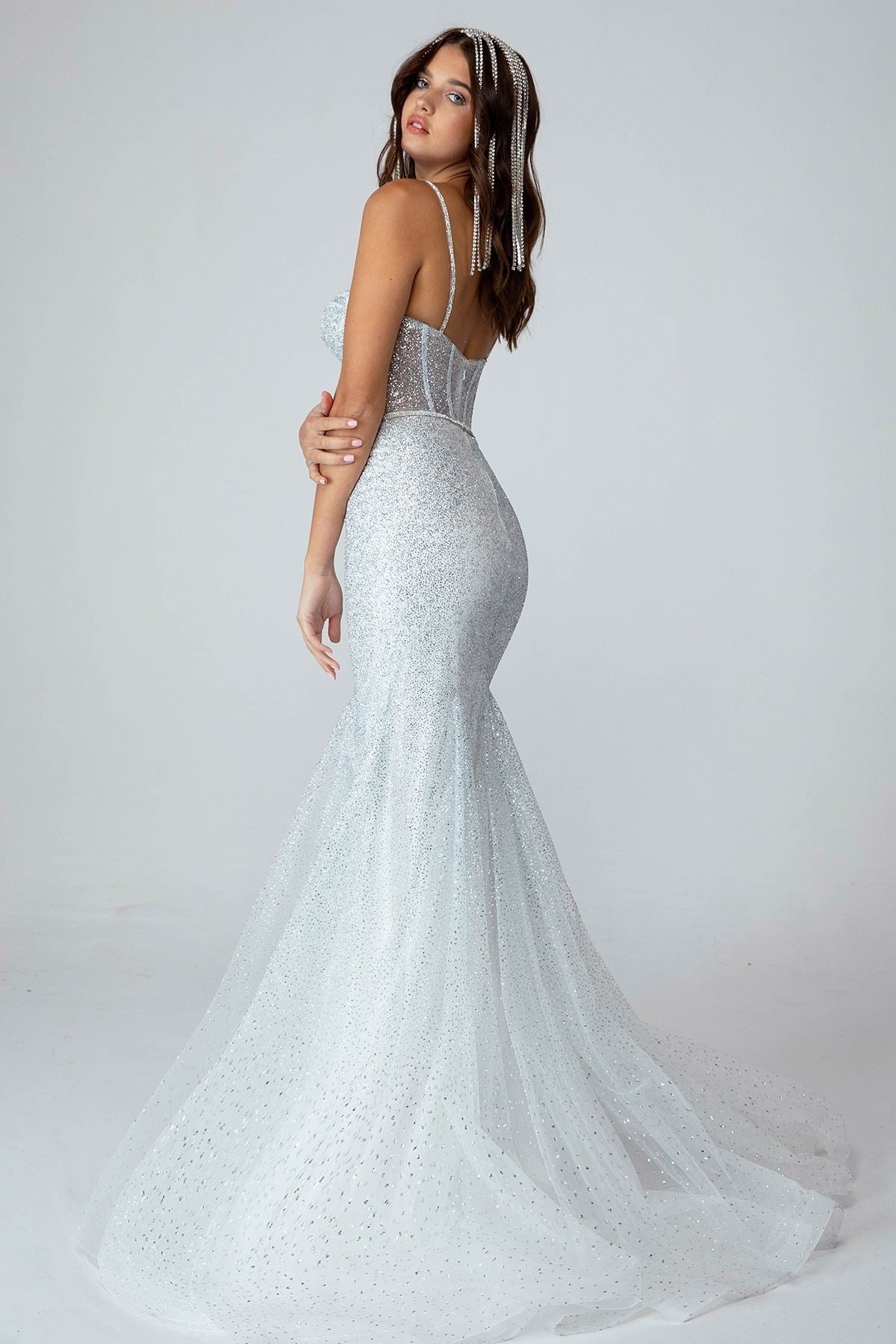 Prom Dresses Long Formal Glitter Corset Mermaid Prom Dress Eureka Fashion 9911 Silver