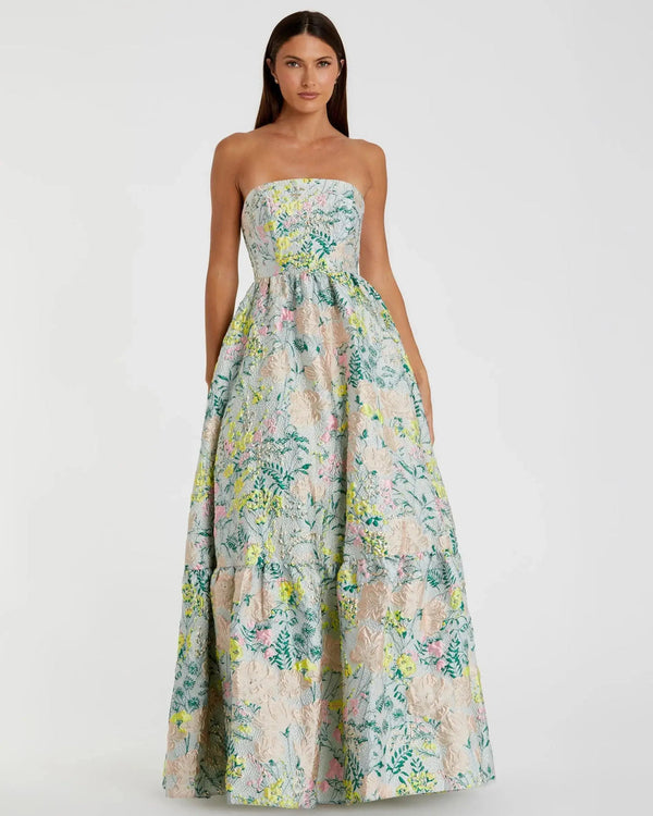 Long Formal A Line Floral Petite Prom Dress Mac Duggal 9911604P