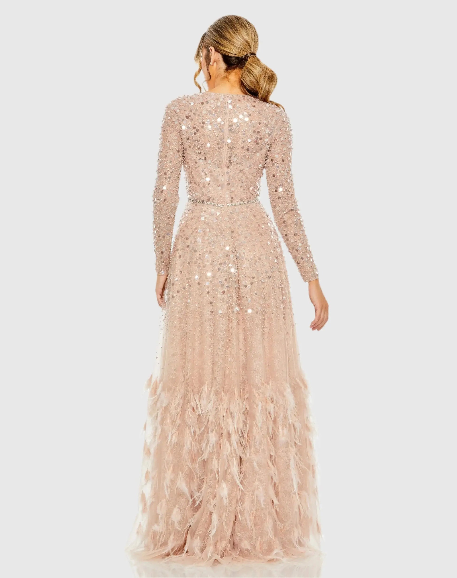 Mother of the Bride Dresses Long Sleeve Formal Beaded Mother of the Bride Petite Dress Mac Duggal 9911782P Dusty Rose