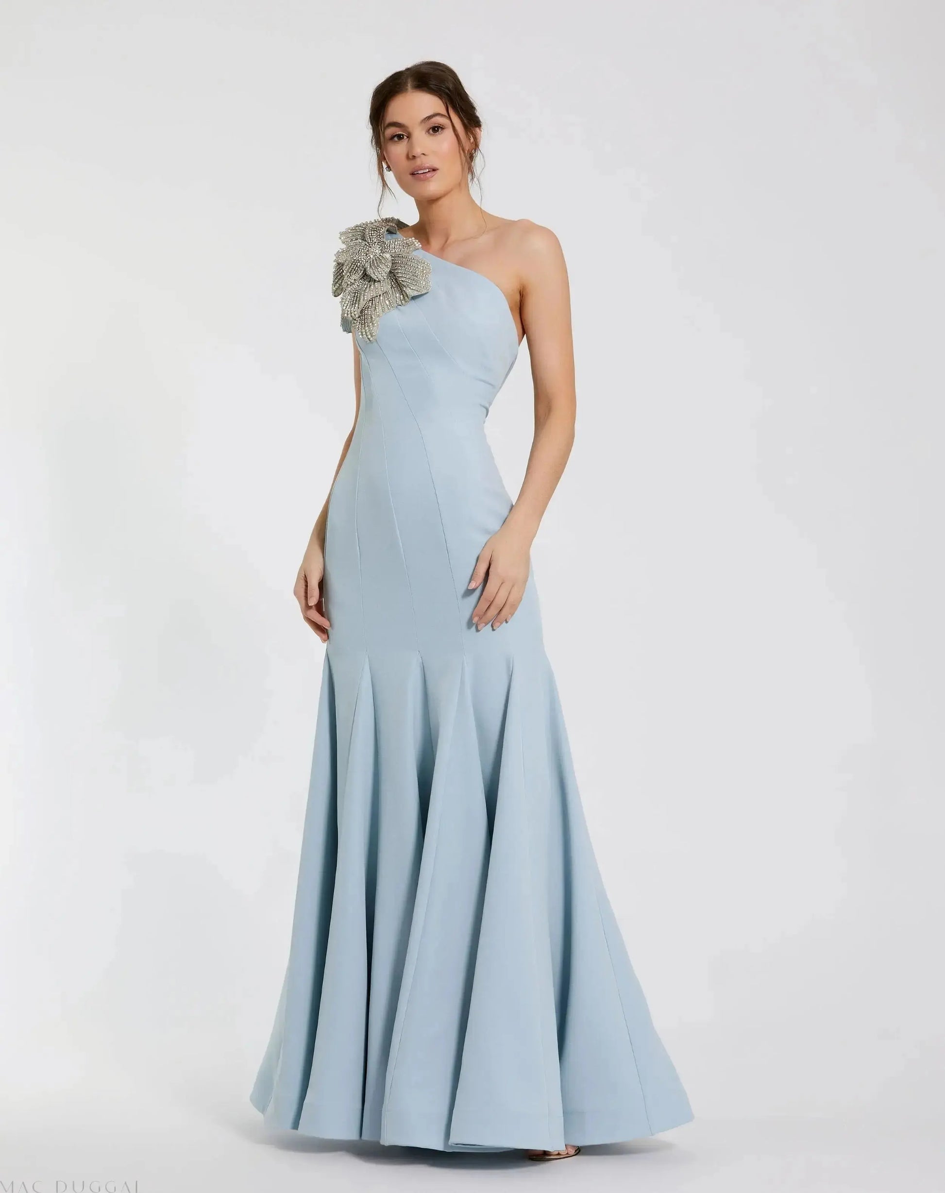 Formal Dresses Long Mermaid Formal Petite Dress Mac Duggal 9911810P Powder Blue
