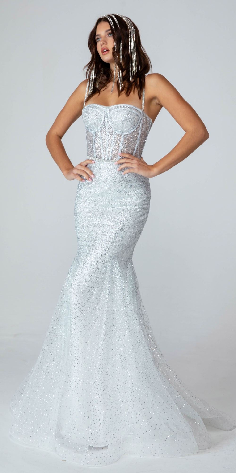 Prom Dresses Long Formal Glitter Corset Mermaid Prom Dress Eureka Fashion 9911 Silver