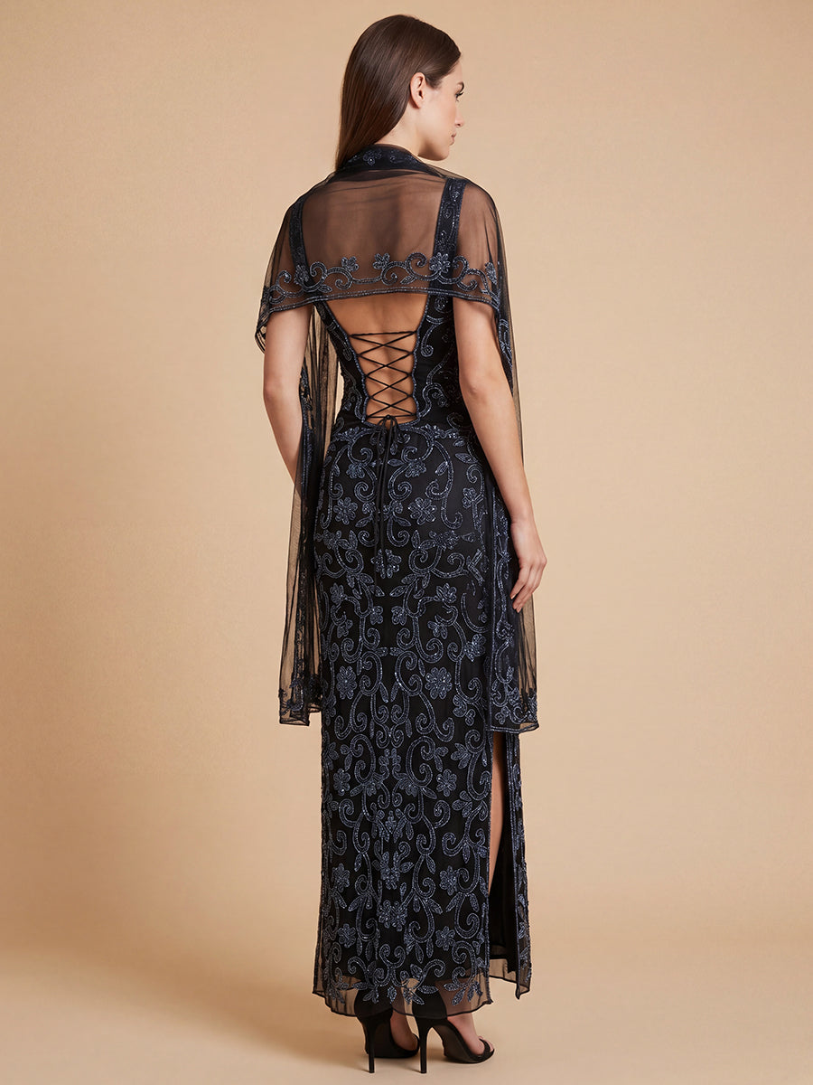 Strapless Straight Neck Floor-Length Lace Formal Sheath Lara 9916