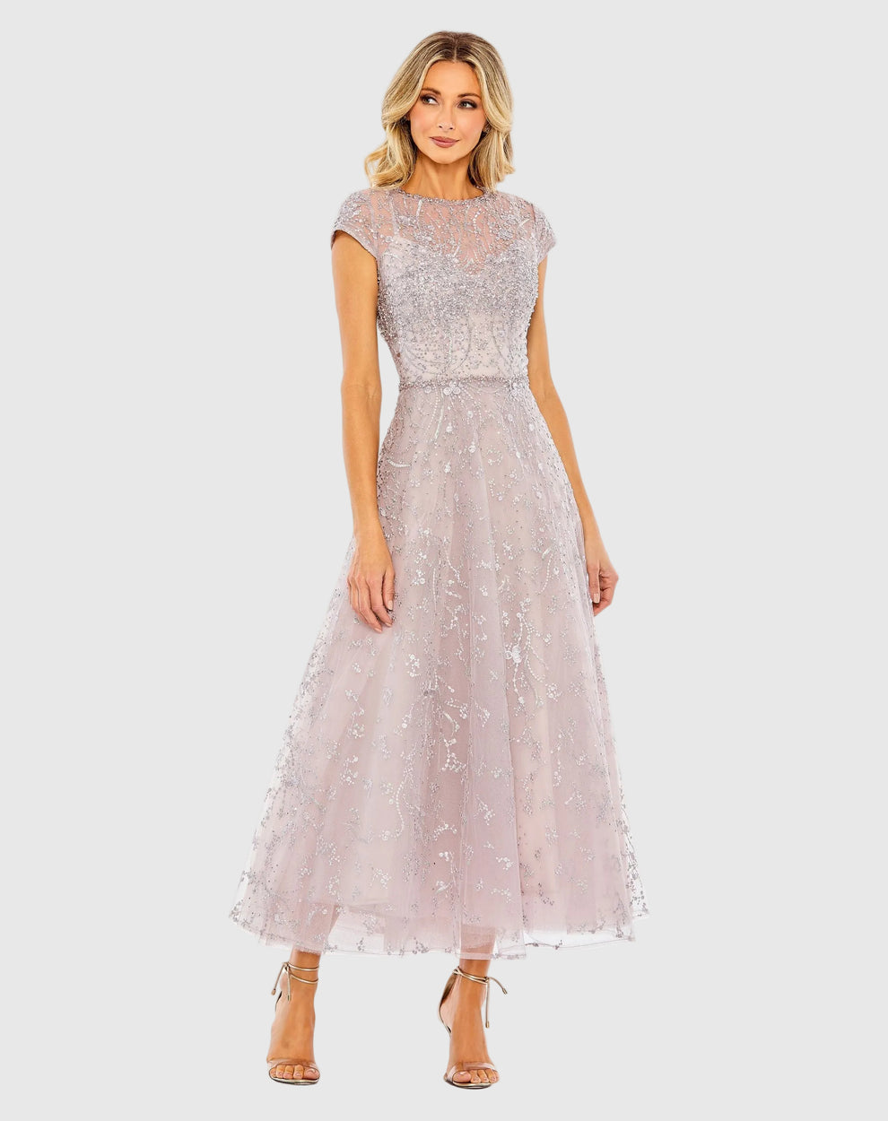 Cocktail Dresses Short A Line Formal Petite Beaded Cocktail Dress Mac Duggal 9920338P Lilac