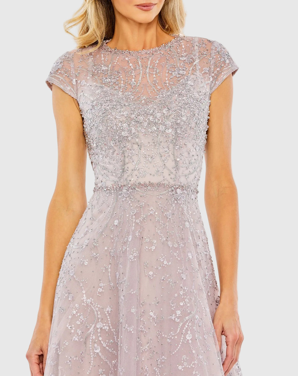 Cocktail Dresses Short A Line Formal Petite Beaded Cocktail Dress Mac Duggal 9920338P Lilac