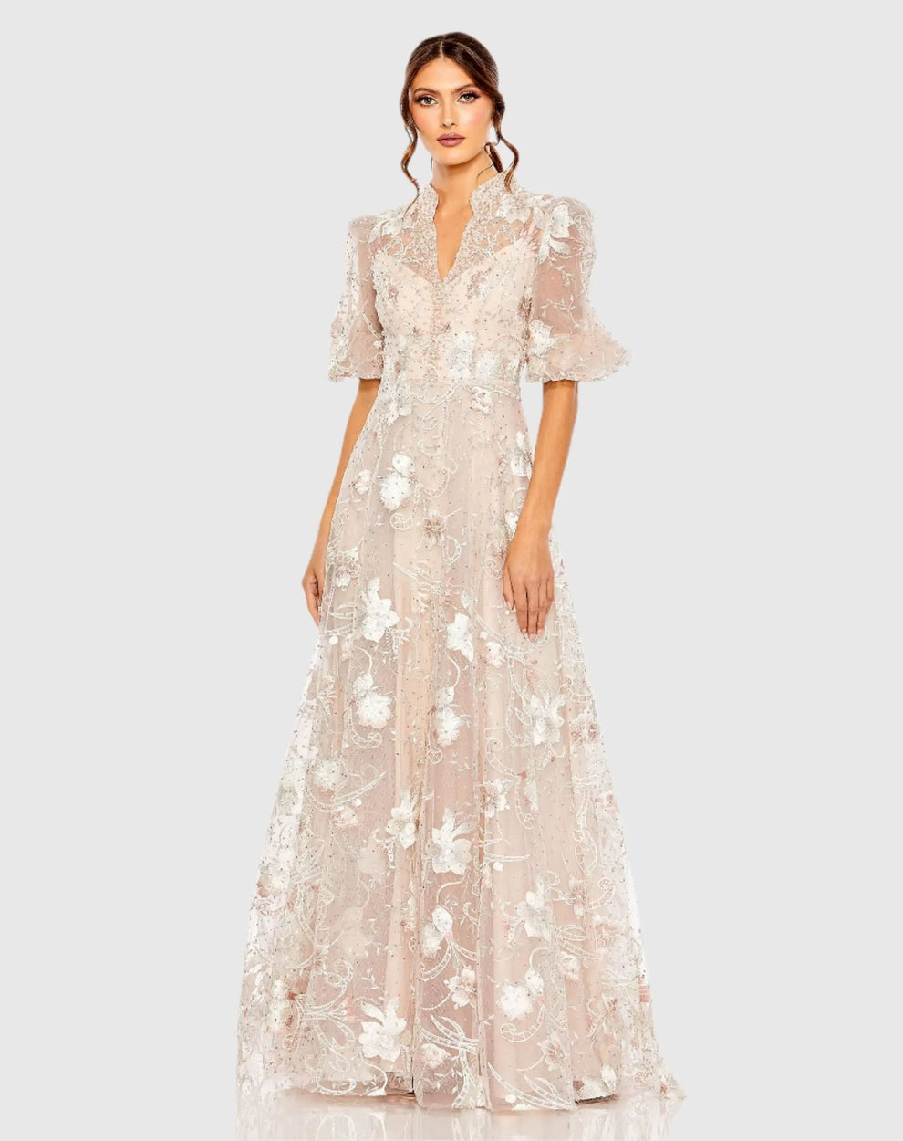 Formal Dresses Long Formal Prom Petite Beaded Dress Mac Duggal 9920452P Blush