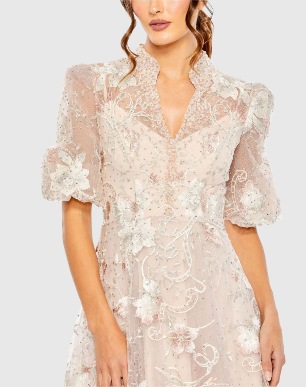 Formal Dresses Long Formal Prom Petite Beaded Dress Mac Duggal 9920452P Blush