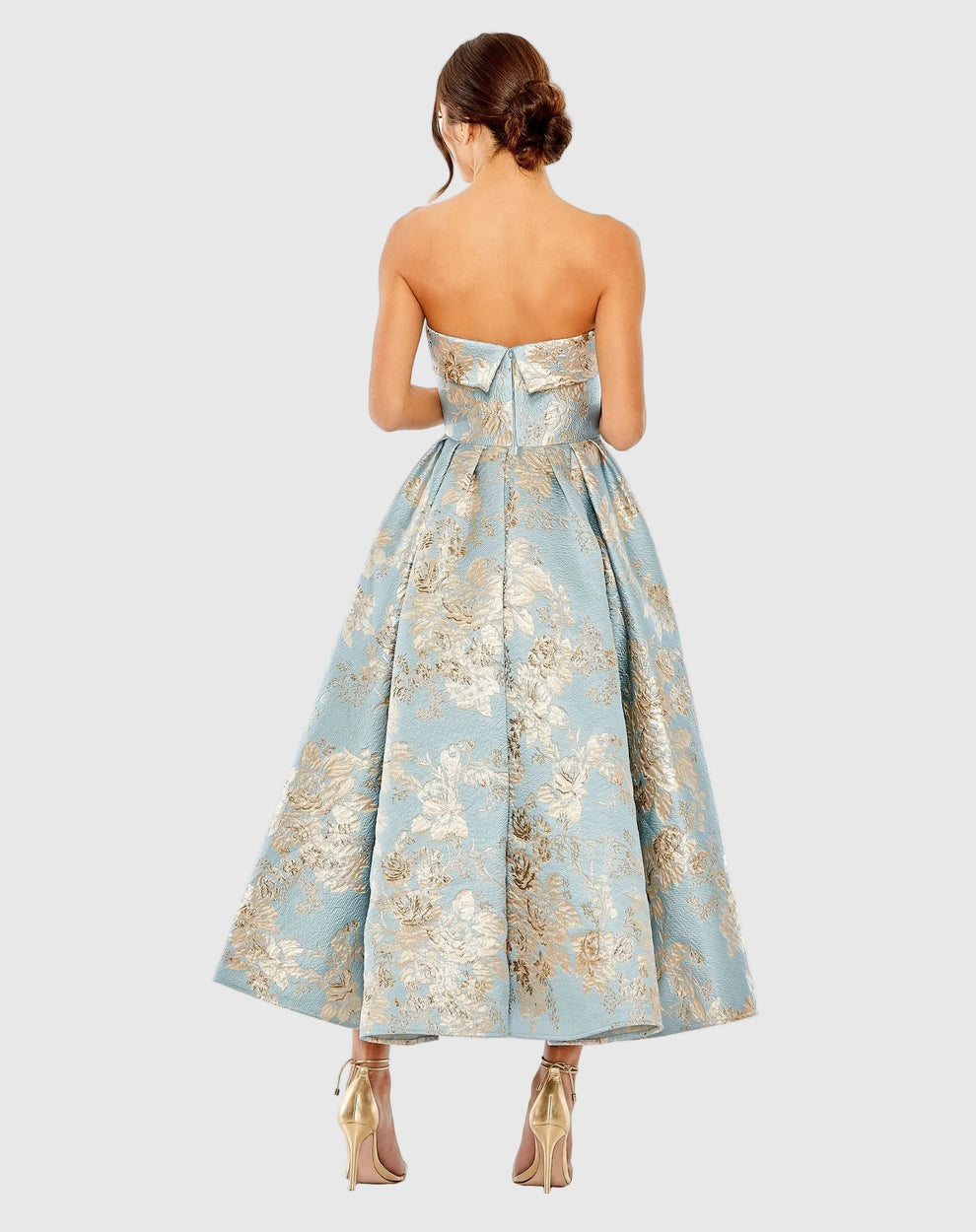 Cocktail Dresses Midi Formal Petite Cocktail A Line Dress Mac Duggal 9920726P Blue Multi