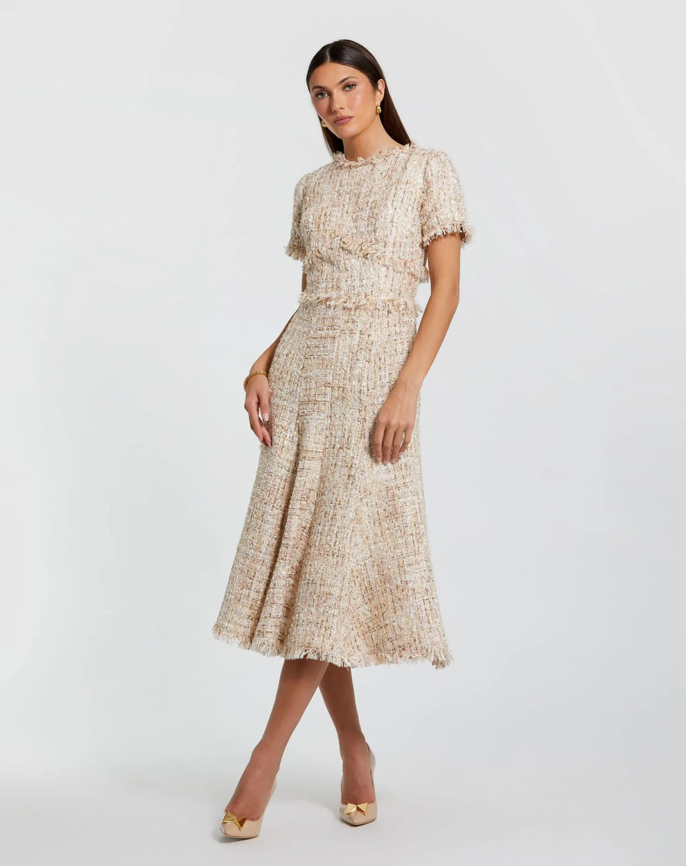 Crew/High-Neck Tea-Length Crepe Mother of the Bride A-Line Mac Duggal 9921045P