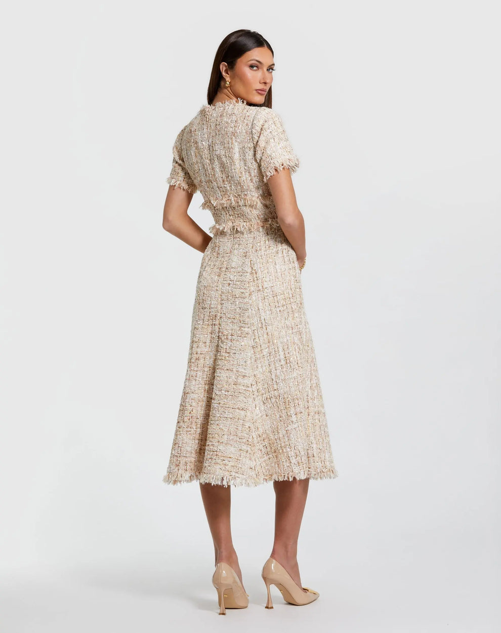 Crew/High-Neck Tea-Length Crepe Mother of the Bride A-Line Mac Duggal 9921045P
