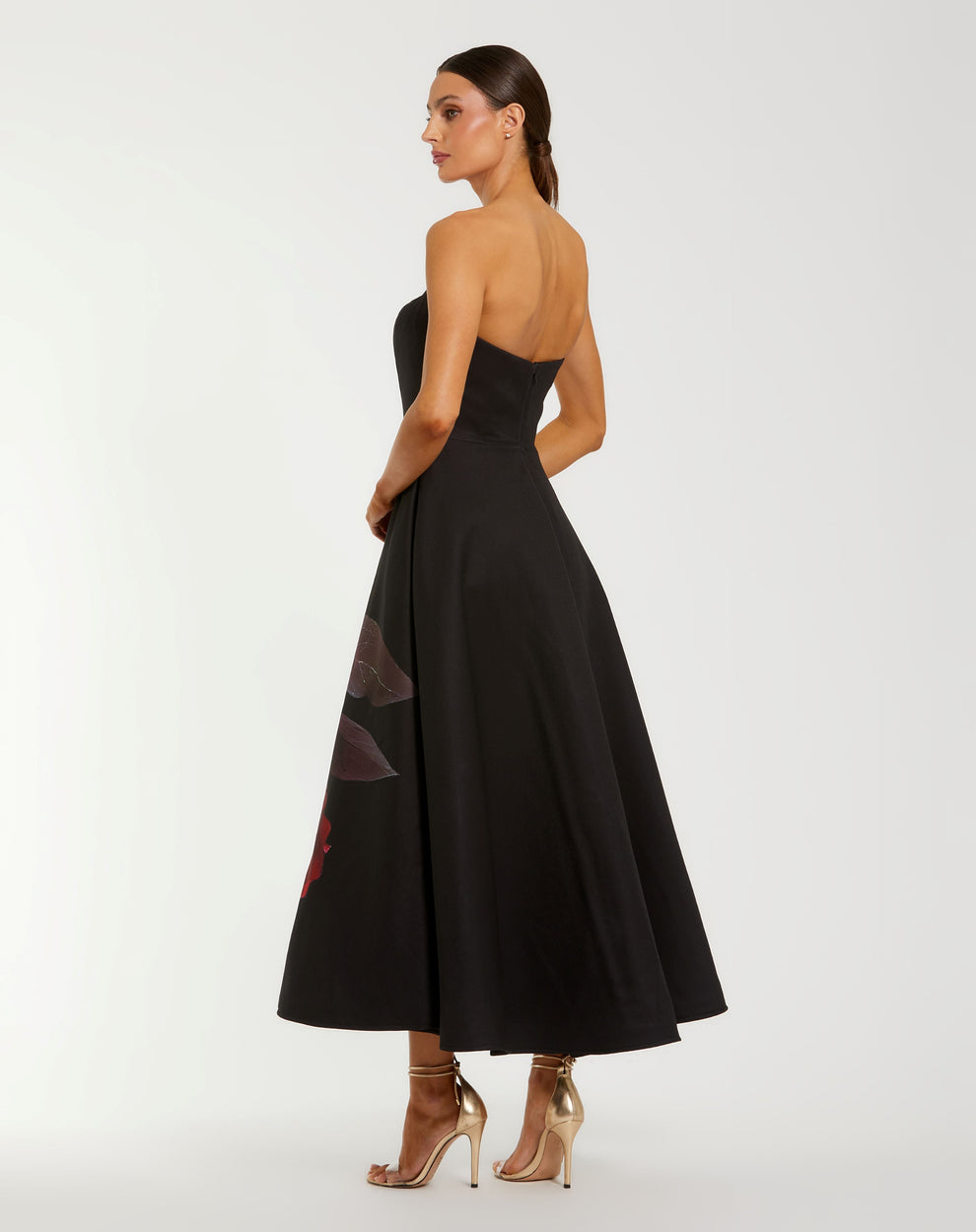 Strapless Straight Neck Tea-Length Satin Cocktail A-Line Mac Duggal 9921152P