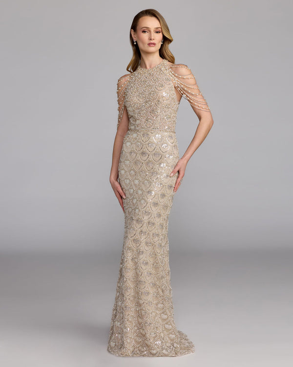 Crew/High-Neck Floor-Length Sequin Formal Mermaid Mac Duggal 9921322P