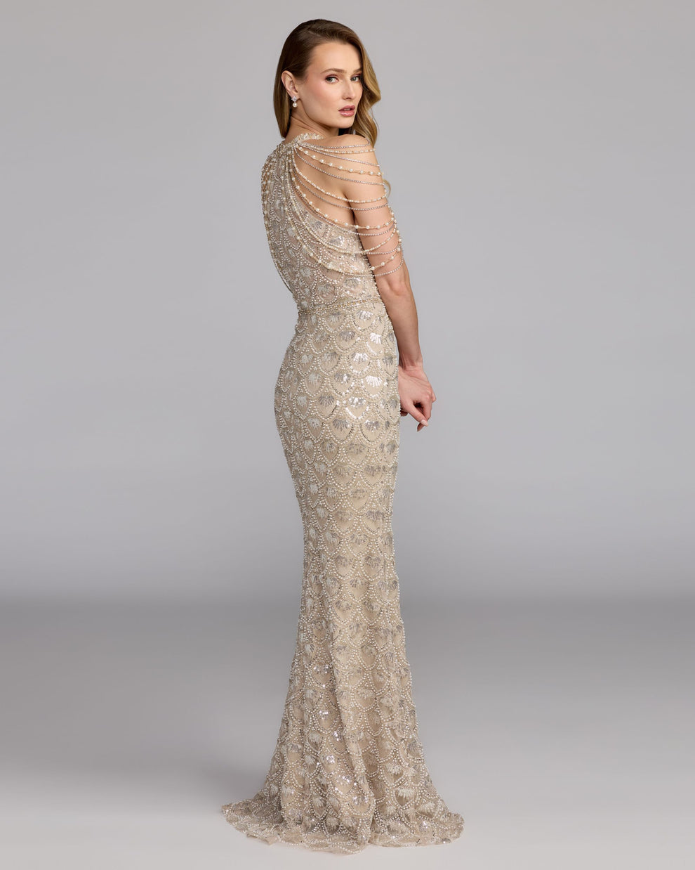 Crew/High-Neck Floor-Length Sequin Formal Mermaid Mac Duggal 9921322P
