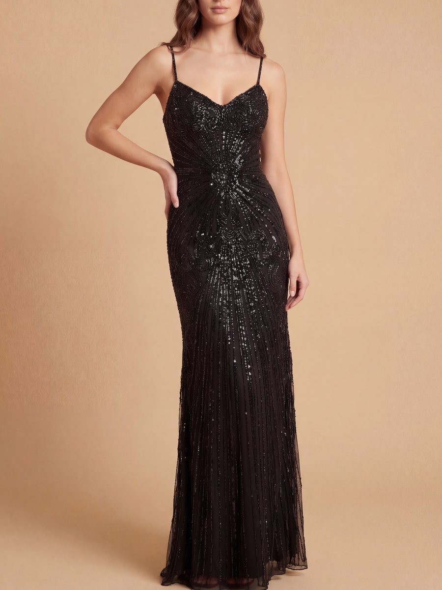 Sweetheart Floor-Length Sequin Evening Sheath Lara 9921